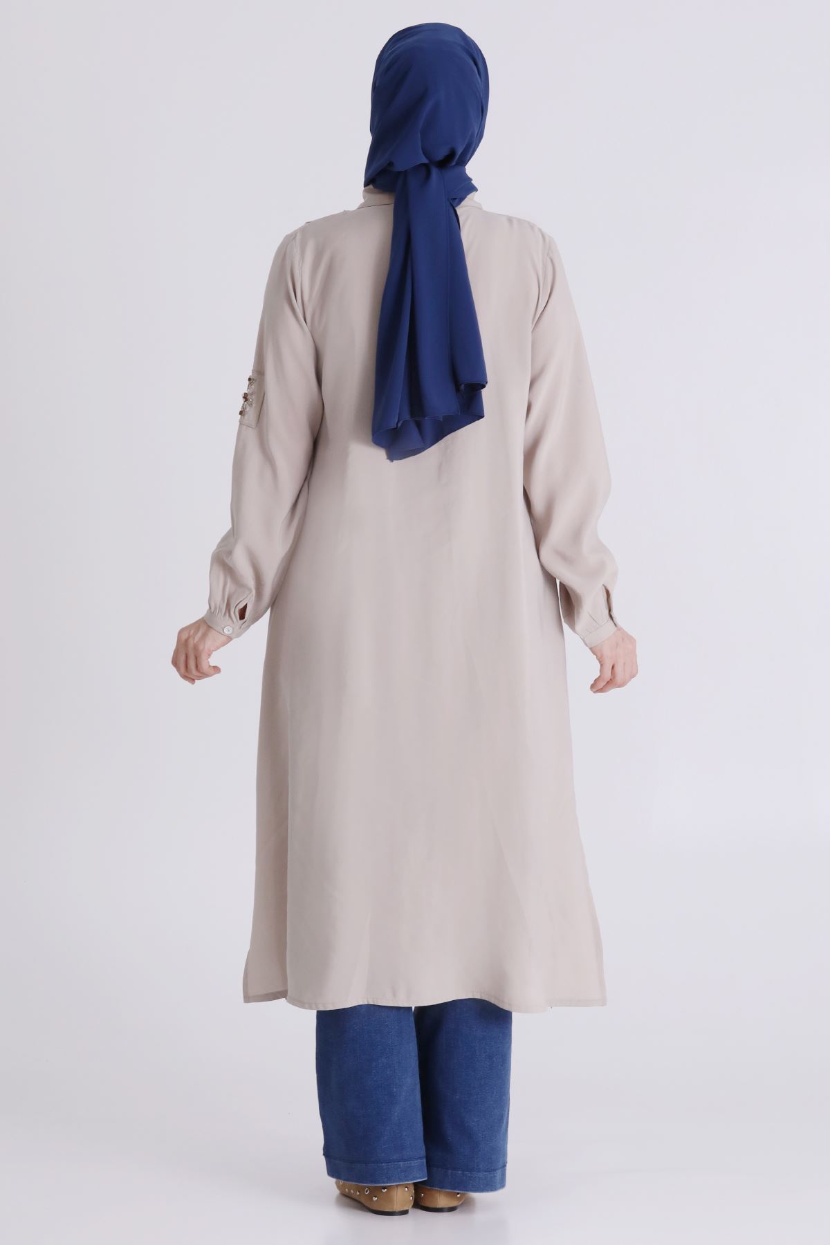 Behrem İşlemeli Tunik - LYN04406 Taş
