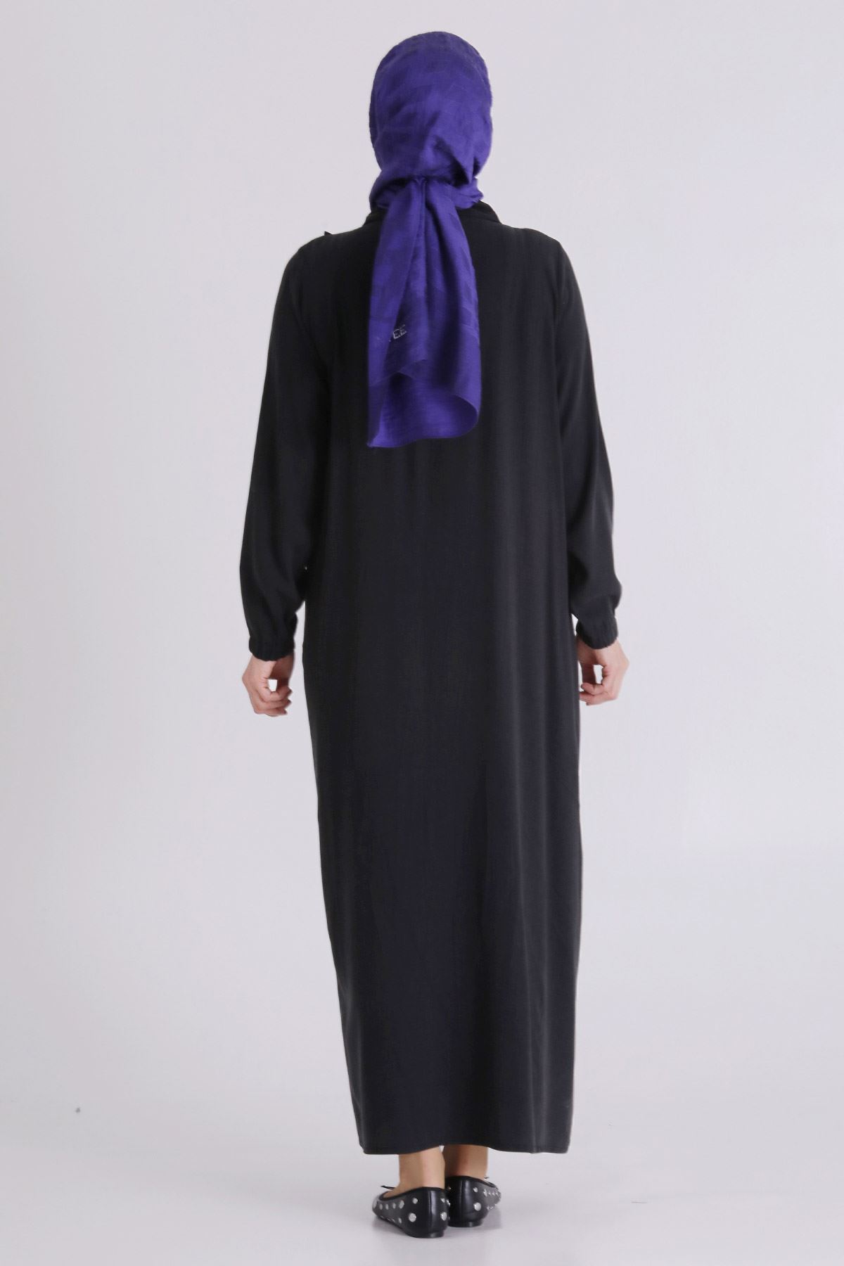 Behrem Fırfır Detaylı Elbise- LYN04409 Siyah