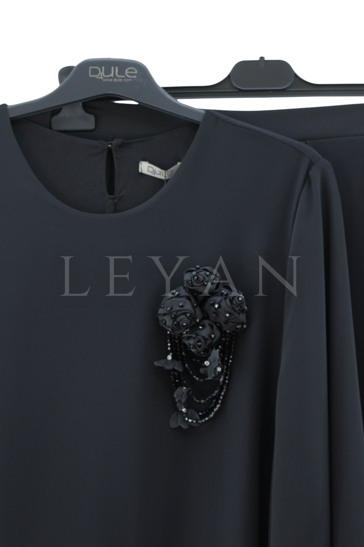 Dule Pullu Tunik Pantolonlu Takım- LYN04441 Siyah