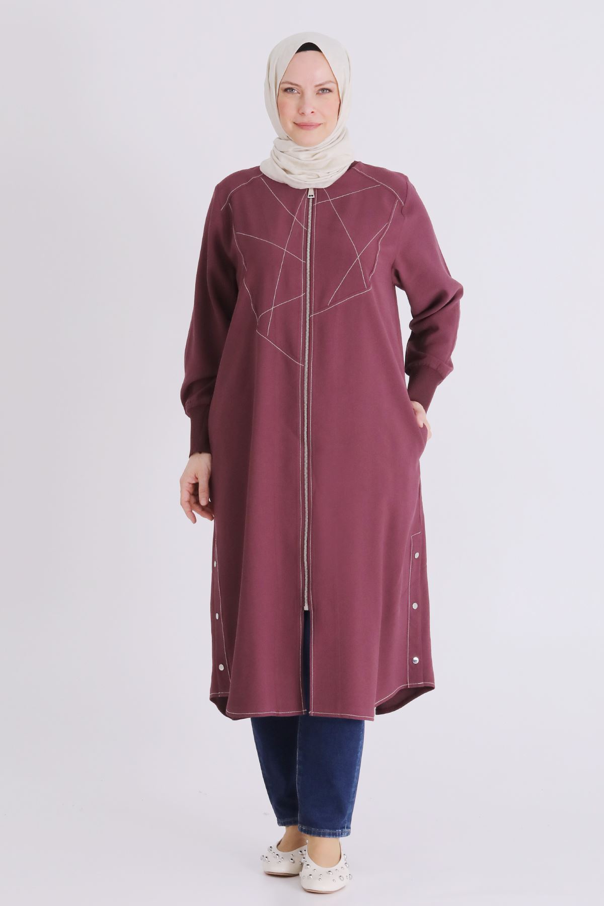 Behrem Çıtçıt Detaylı Kap- LYN04443 Bordo