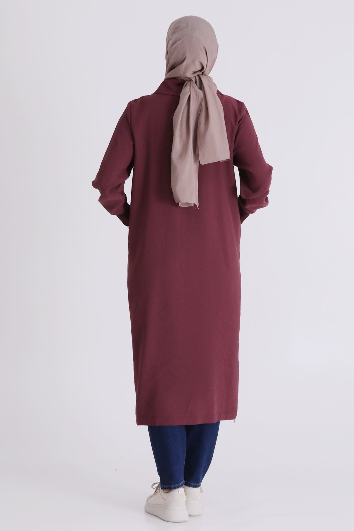 Behrem İşlemeli Fermuarlı Kap- LYN04446 Bordo