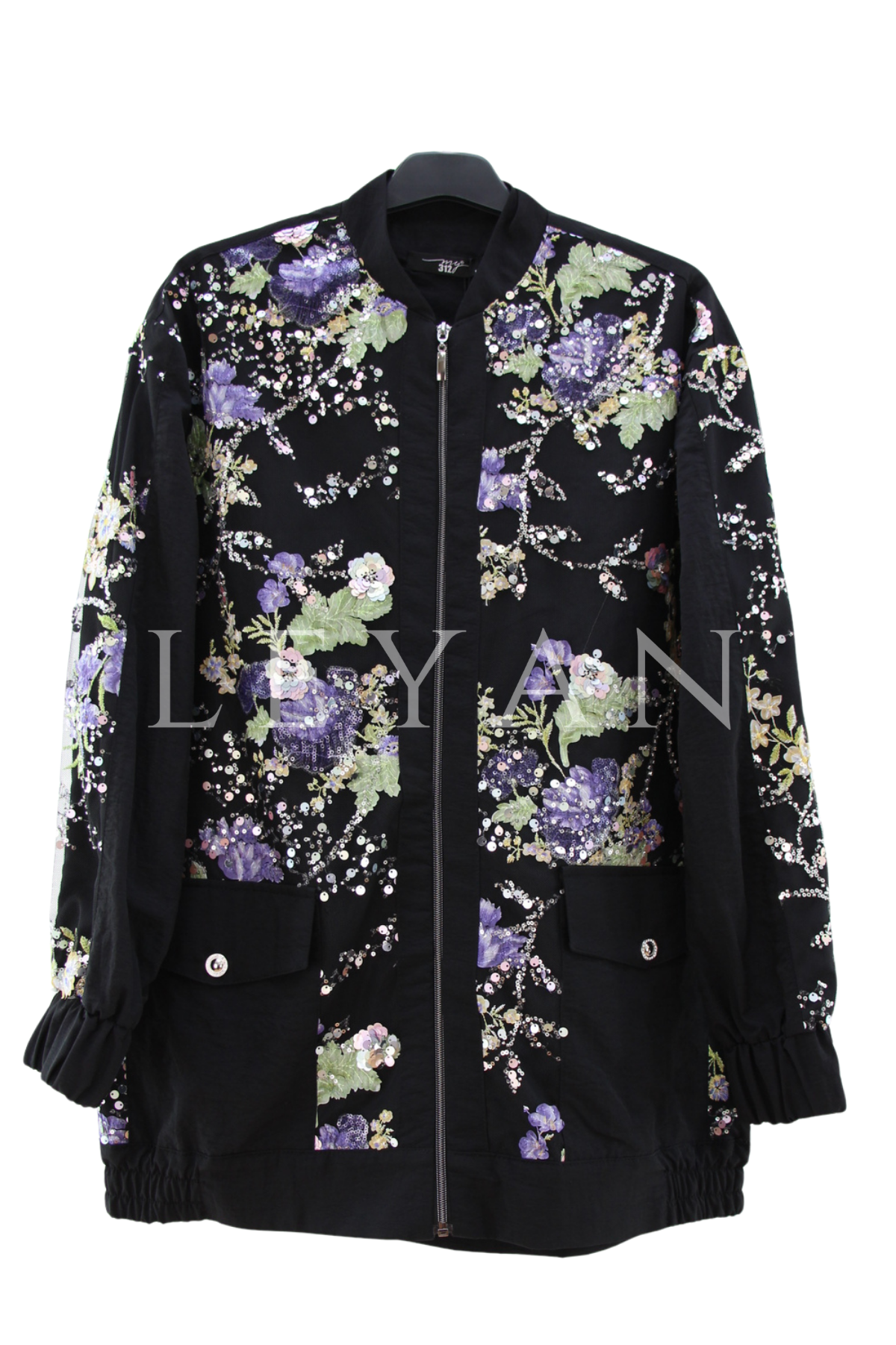 My312 Önü İşlemeli Ceket- LYN04447 Siyah