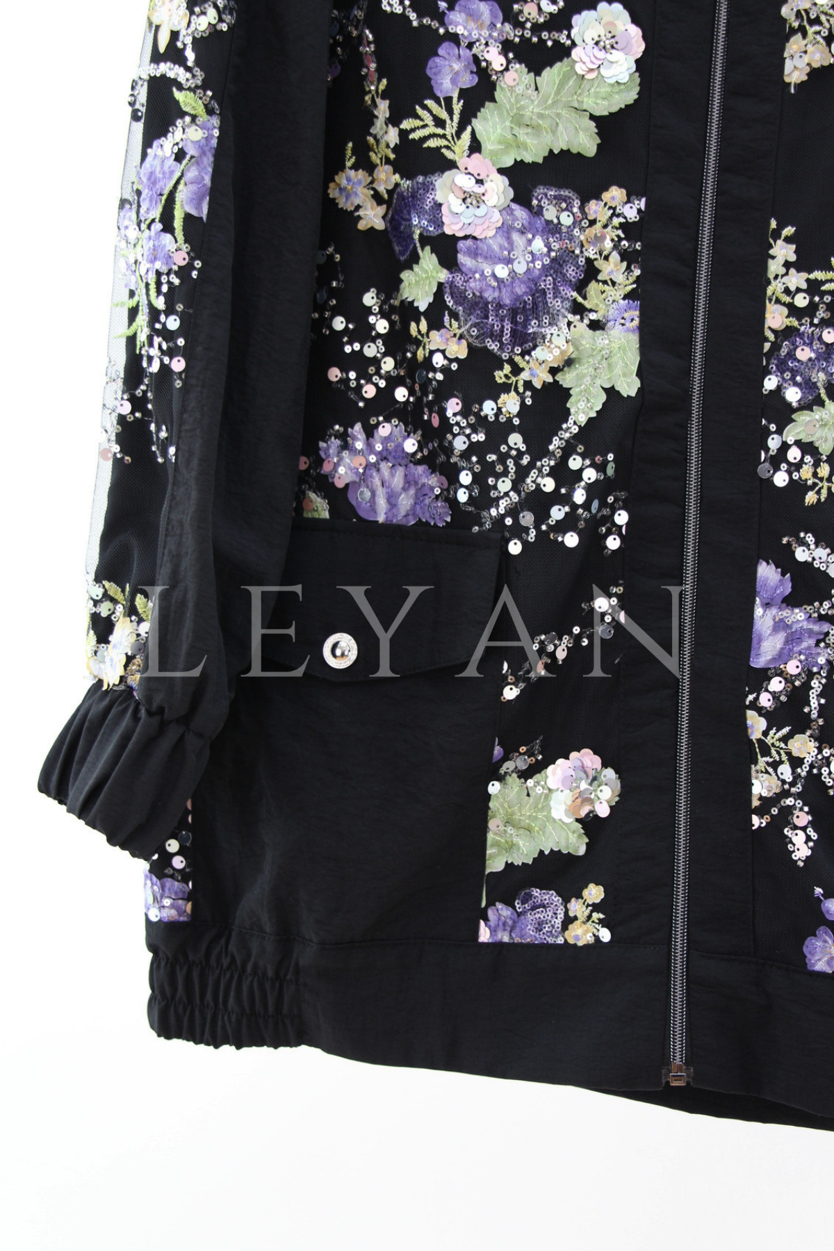 My312 Önü İşlemeli Ceket- LYN04447 Siyah