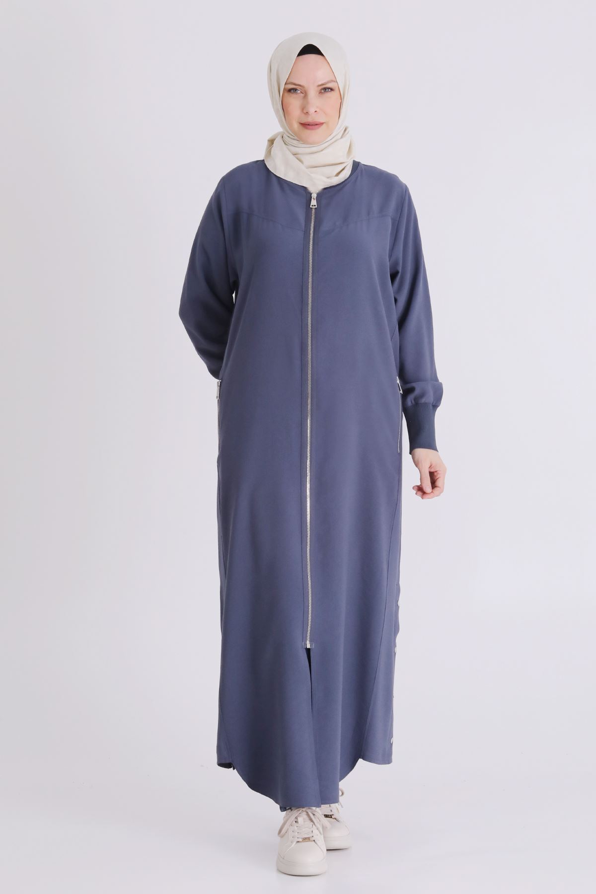 Behrem Çıtçıt Detaylı Ferace- LYN04449 Duman Mavi