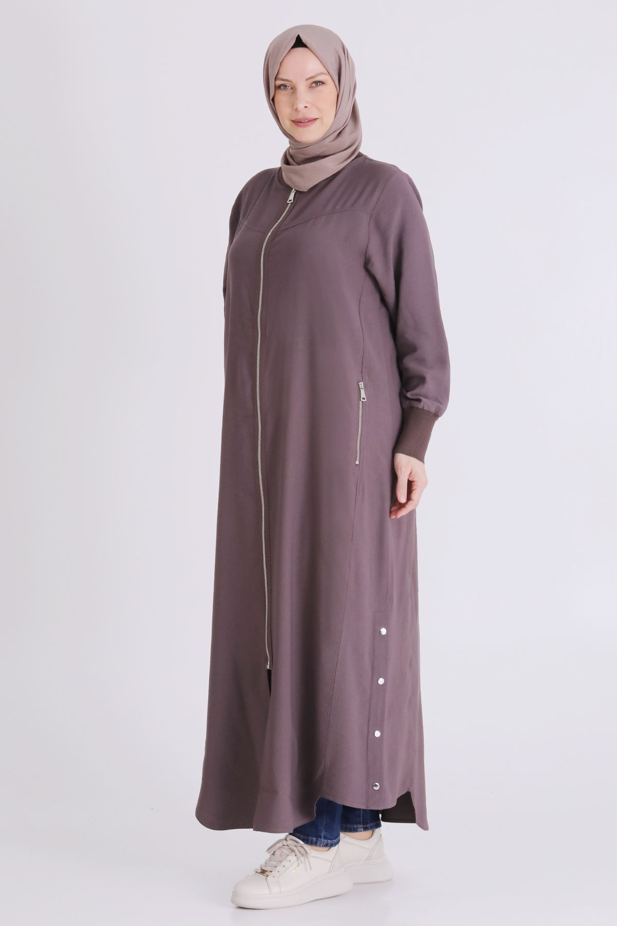 Behrem Çıtçıt Detaylı Ferace- LYN04449 Kakao