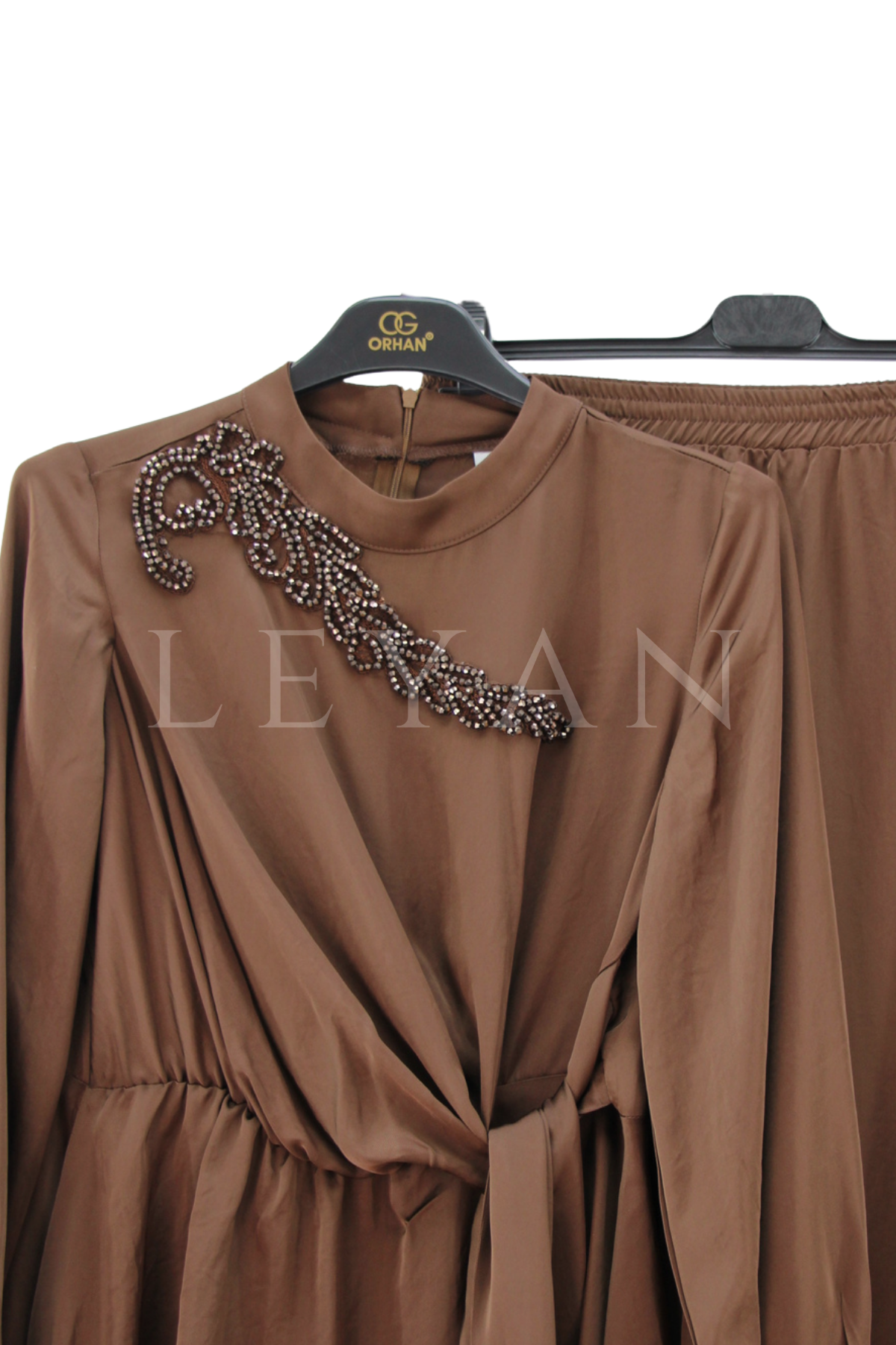 Orhan Store İşleme Detaylı Takım- LYN04448 Kahve