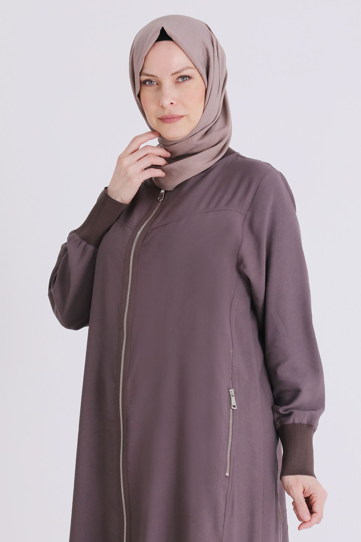 Behrem Çıtçıt Detaylı Ferace- LYN04449 Kakao