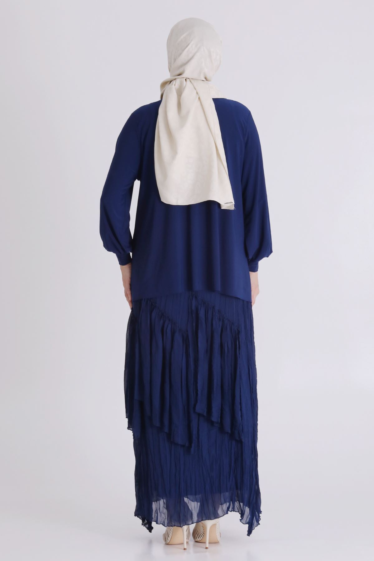 Behrem Kırıştırma Etekli Takım- LYN04451 İndigo