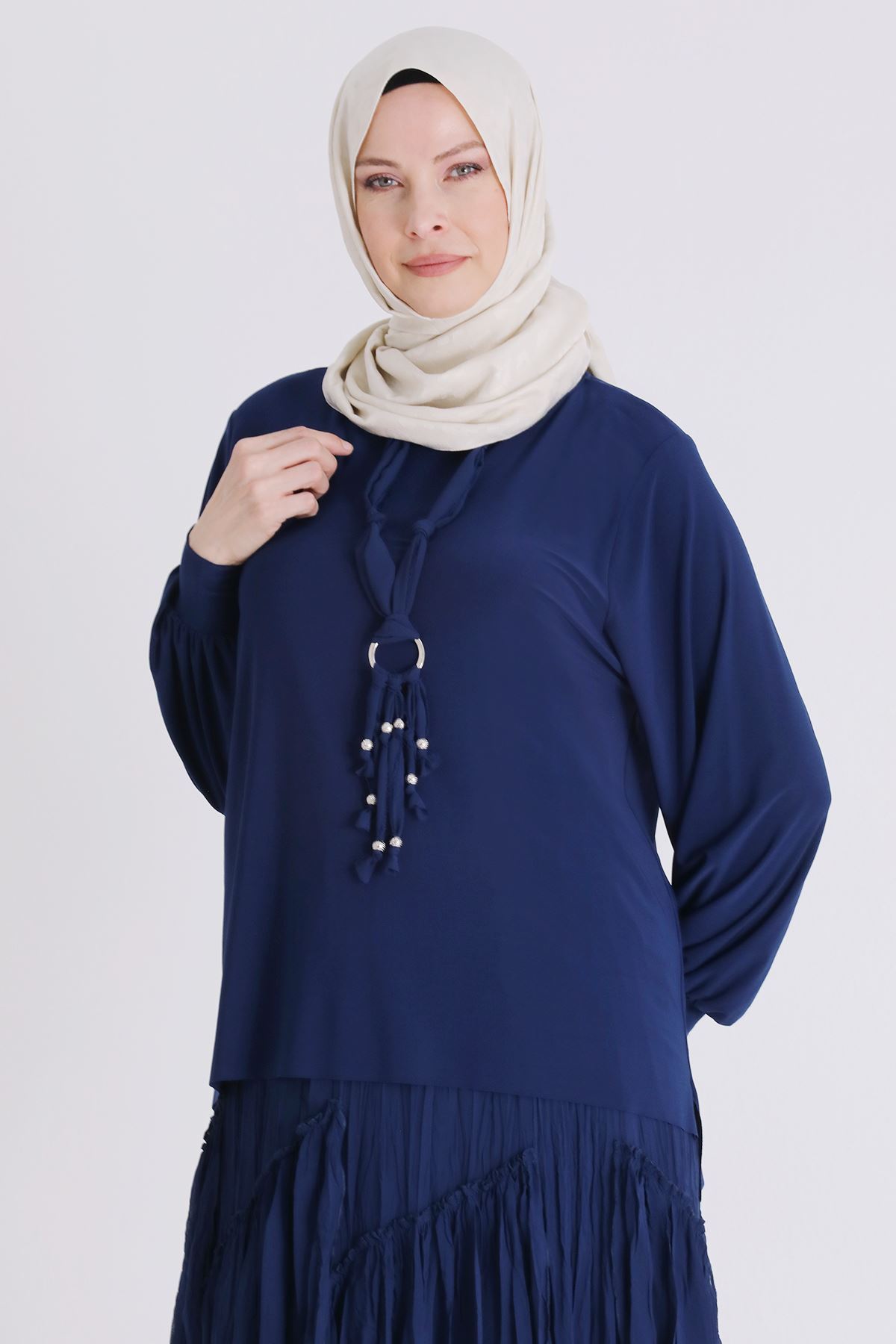 Behrem Kırıştırma Etekli Takım- LYN04451 İndigo