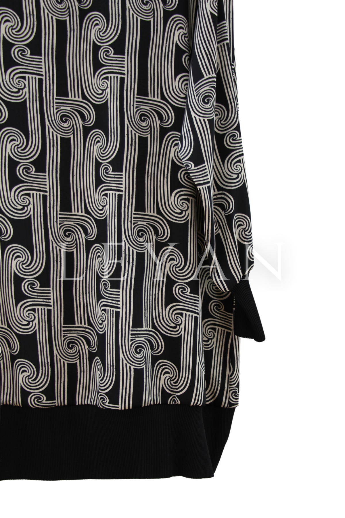 Dule Ribanalı Desenli Tunik- LYN04452 Siyah