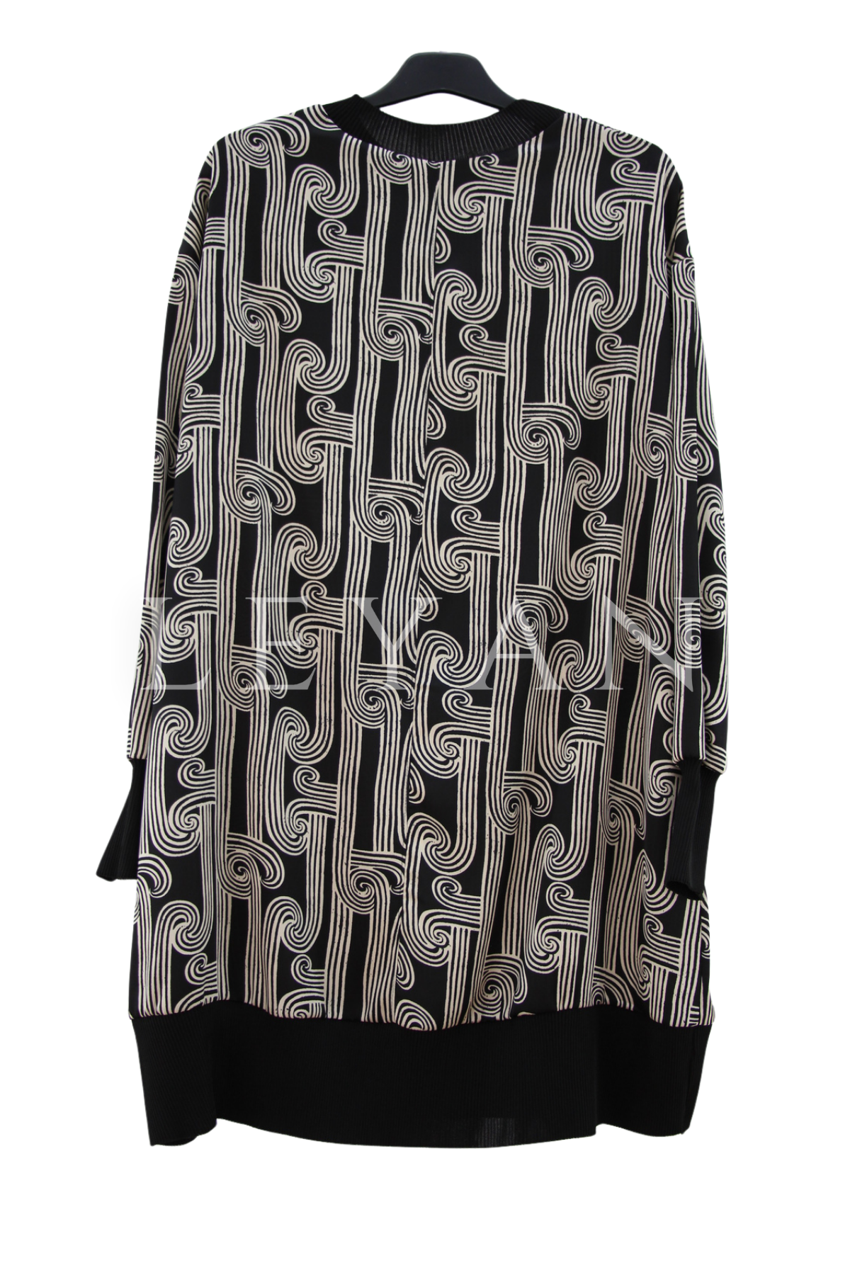 Dule Ribanalı Desenli Tunik- LYN04452 Siyah