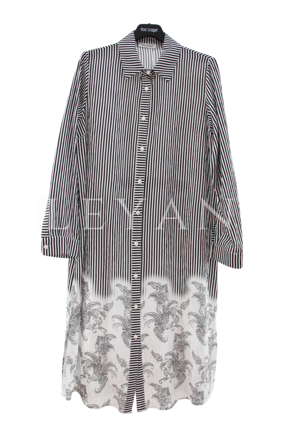 Fuat Gürşen Çizgili Desenli Tunik- LYN04453 Siyah