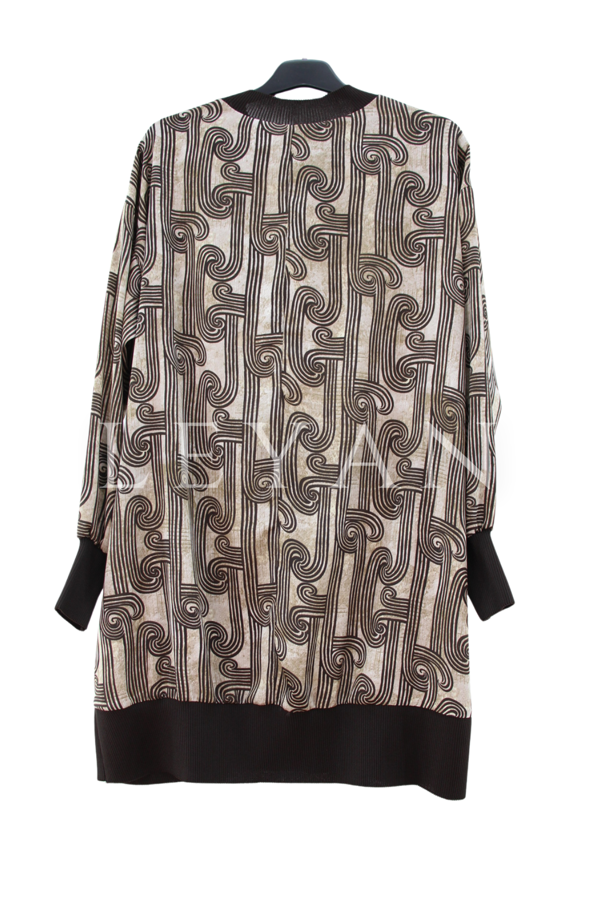 Dule Ribanalı Desenli Tunik- LYN04452 Kahve