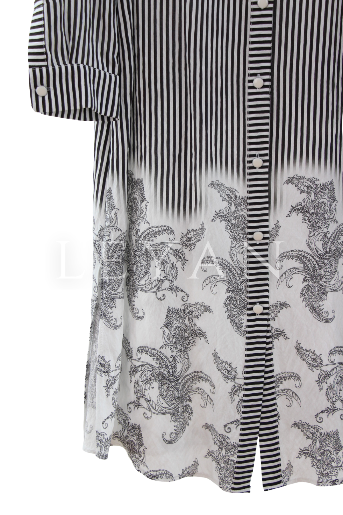 Fuat Gürşen Çizgili Desenli Tunik- LYN04453 Siyah