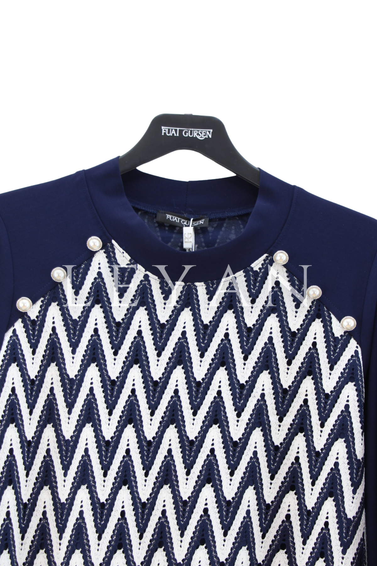 Fuat Gürşen Zikzak Detaylı Bluz- LYN04455 Lacivert
