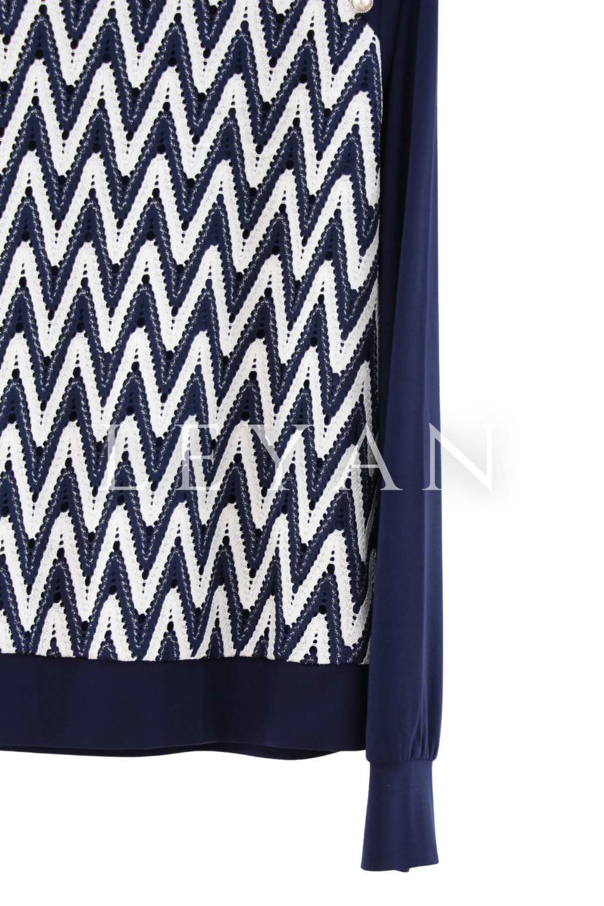 Fuat Gürşen Zikzak Detaylı Bluz- LYN04455 Lacivert
