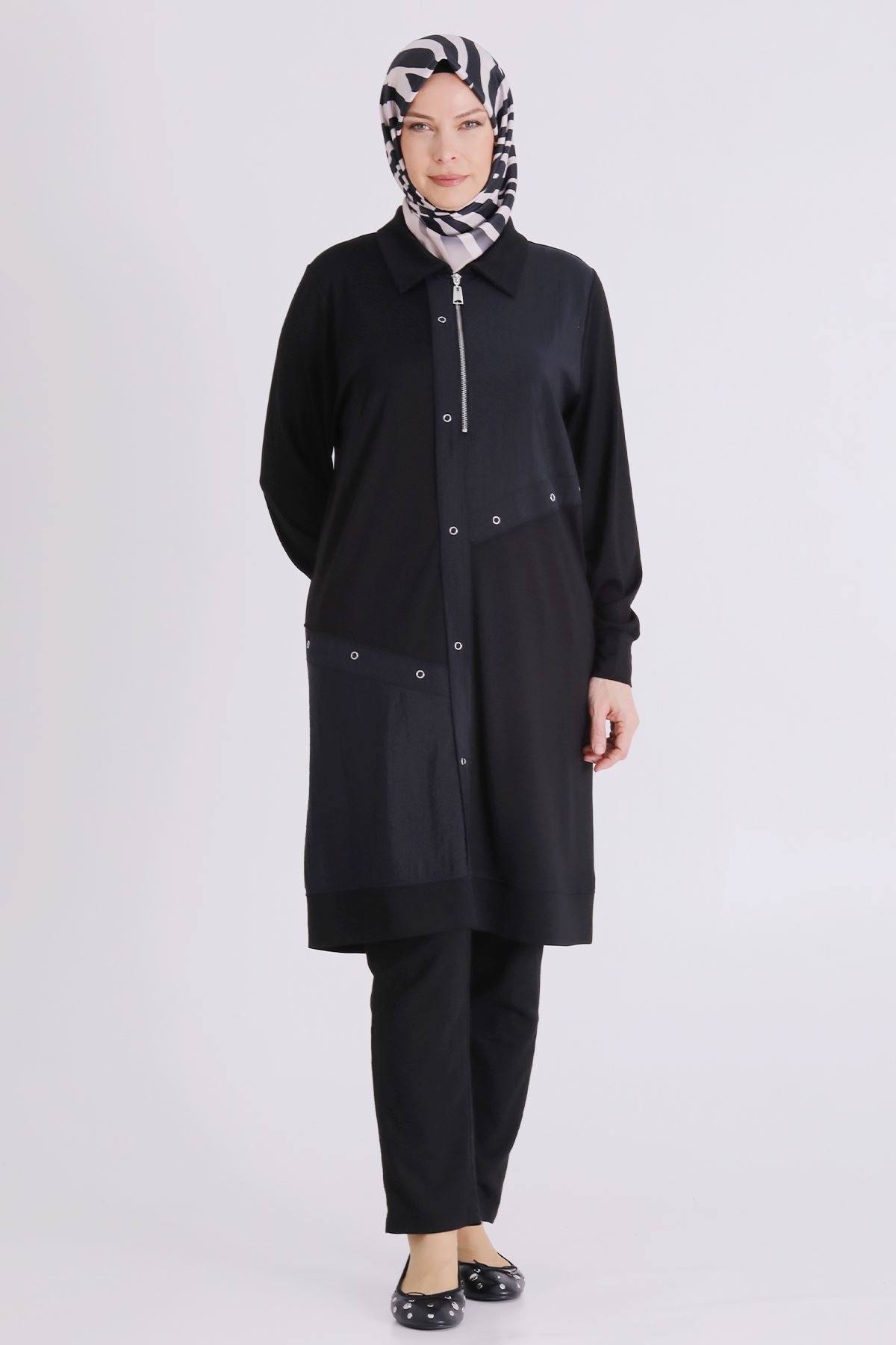 Behrem Paraşüt Detaylı Tunik- LYN04456 Siyah