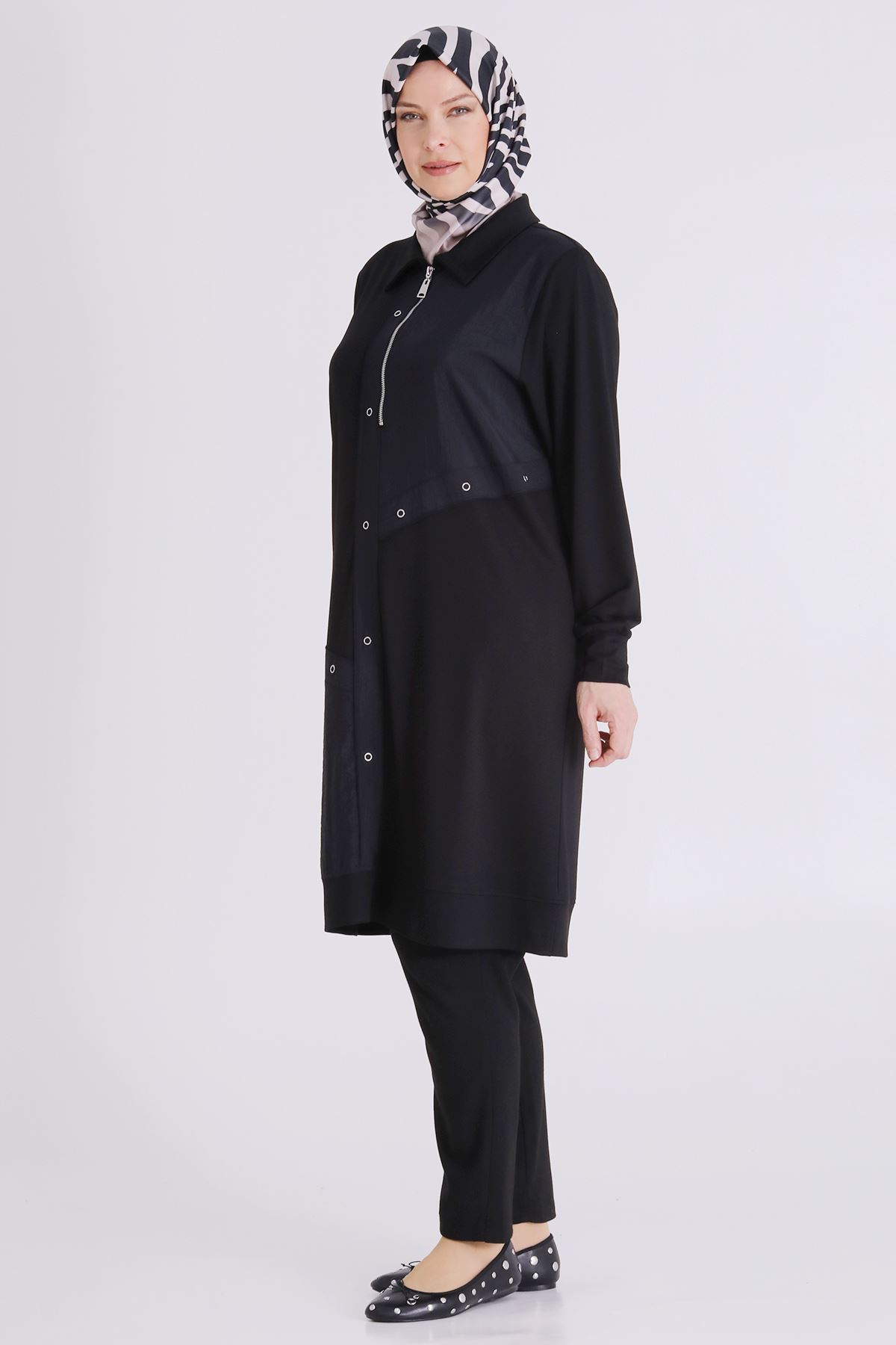 Behrem Paraşüt Detaylı Tunik- LYN04456 Siyah