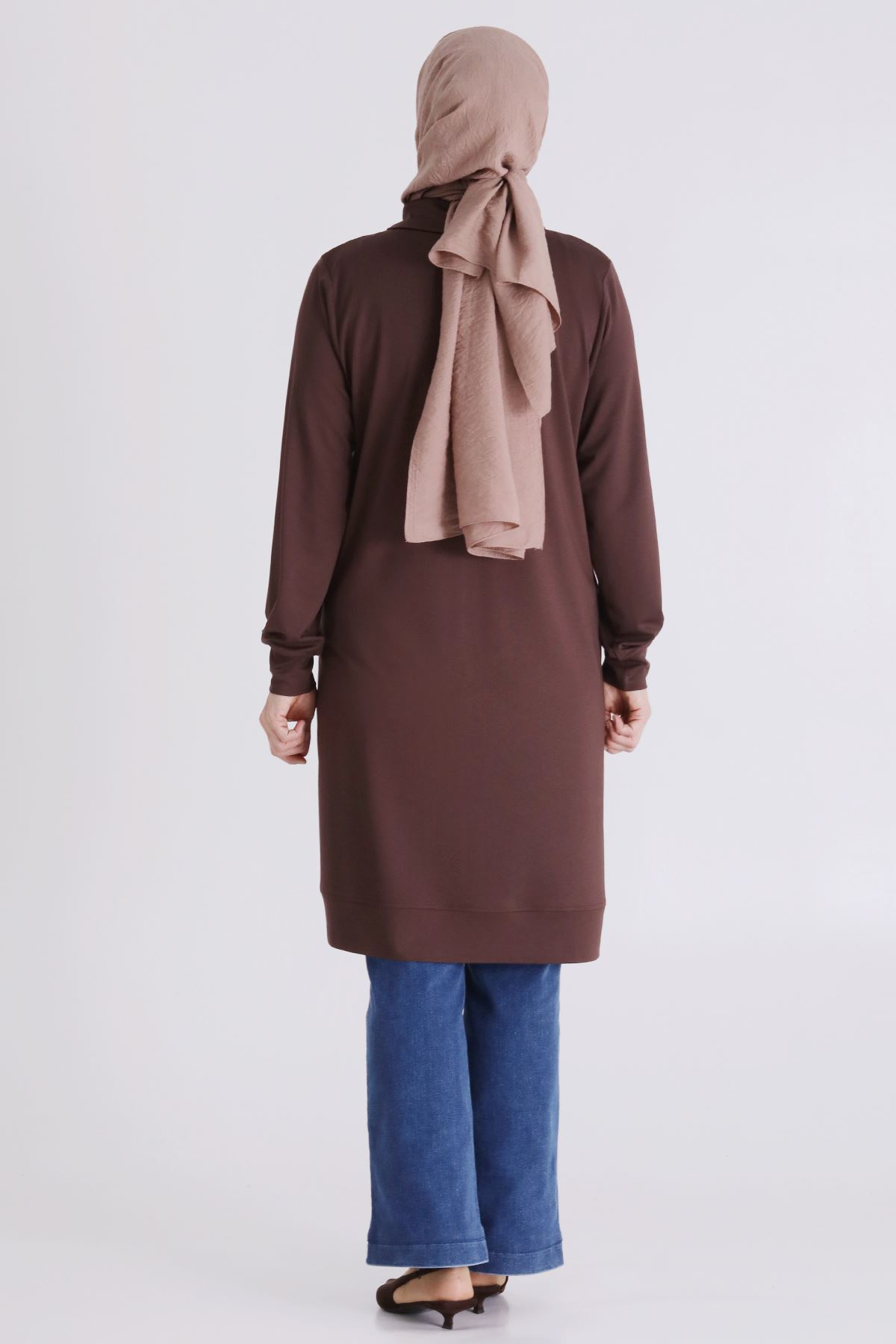 Behrem Paraşüt Detaylı Tunik- LYN04456 Kahve