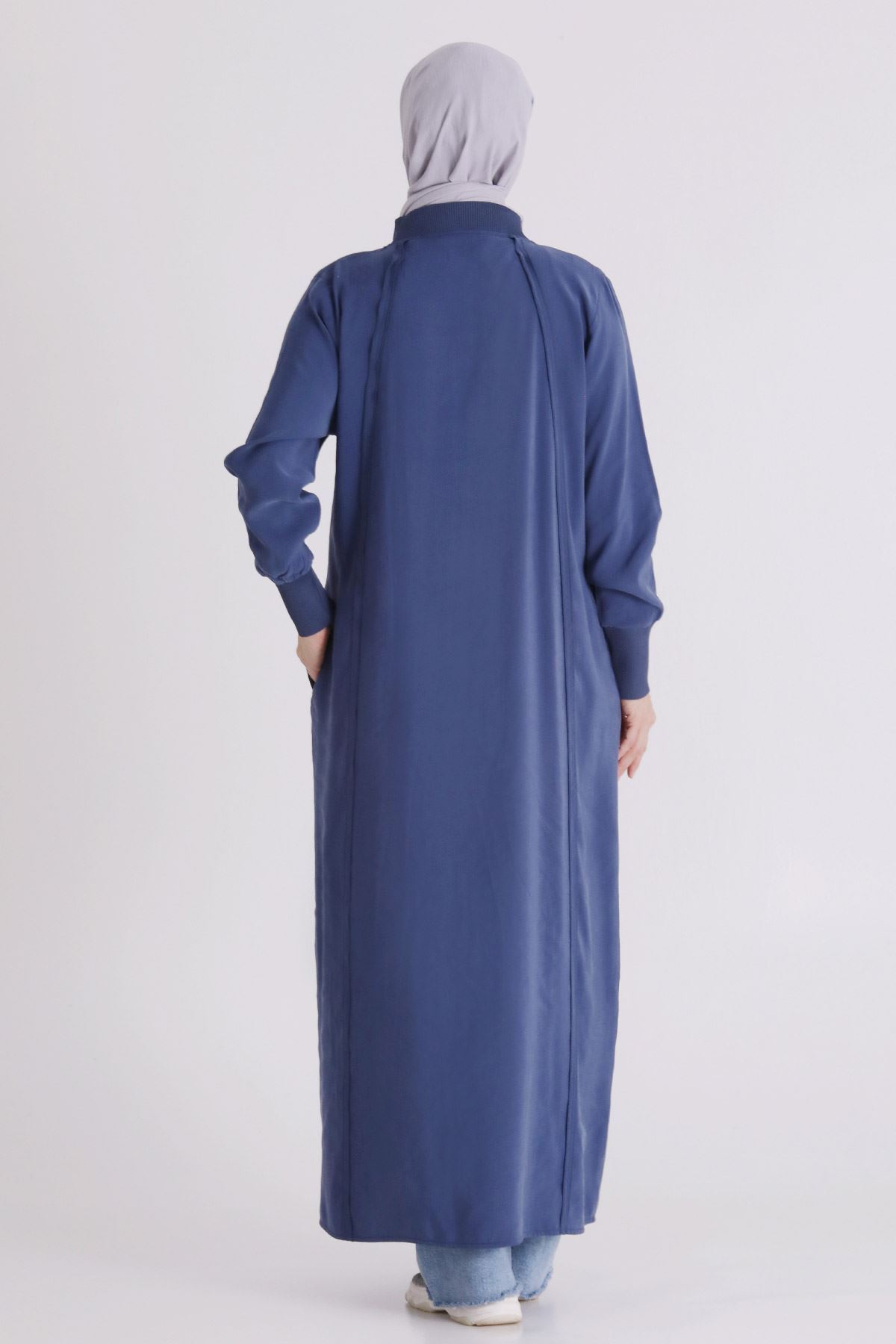 Behrem Dikişli Ferace- LYN04385 İndigo