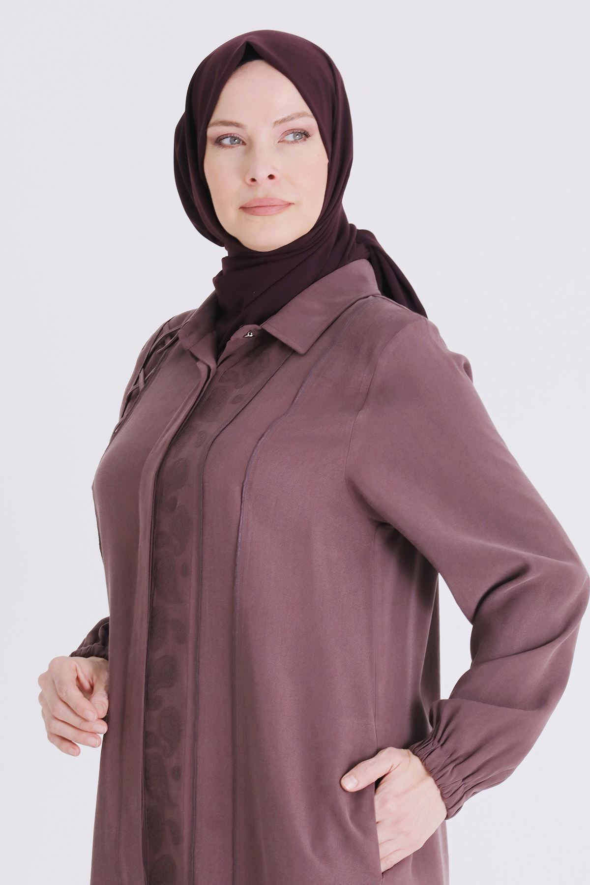 Behrem Nakışlı Takım-  LYN04390 Gül Kurusu