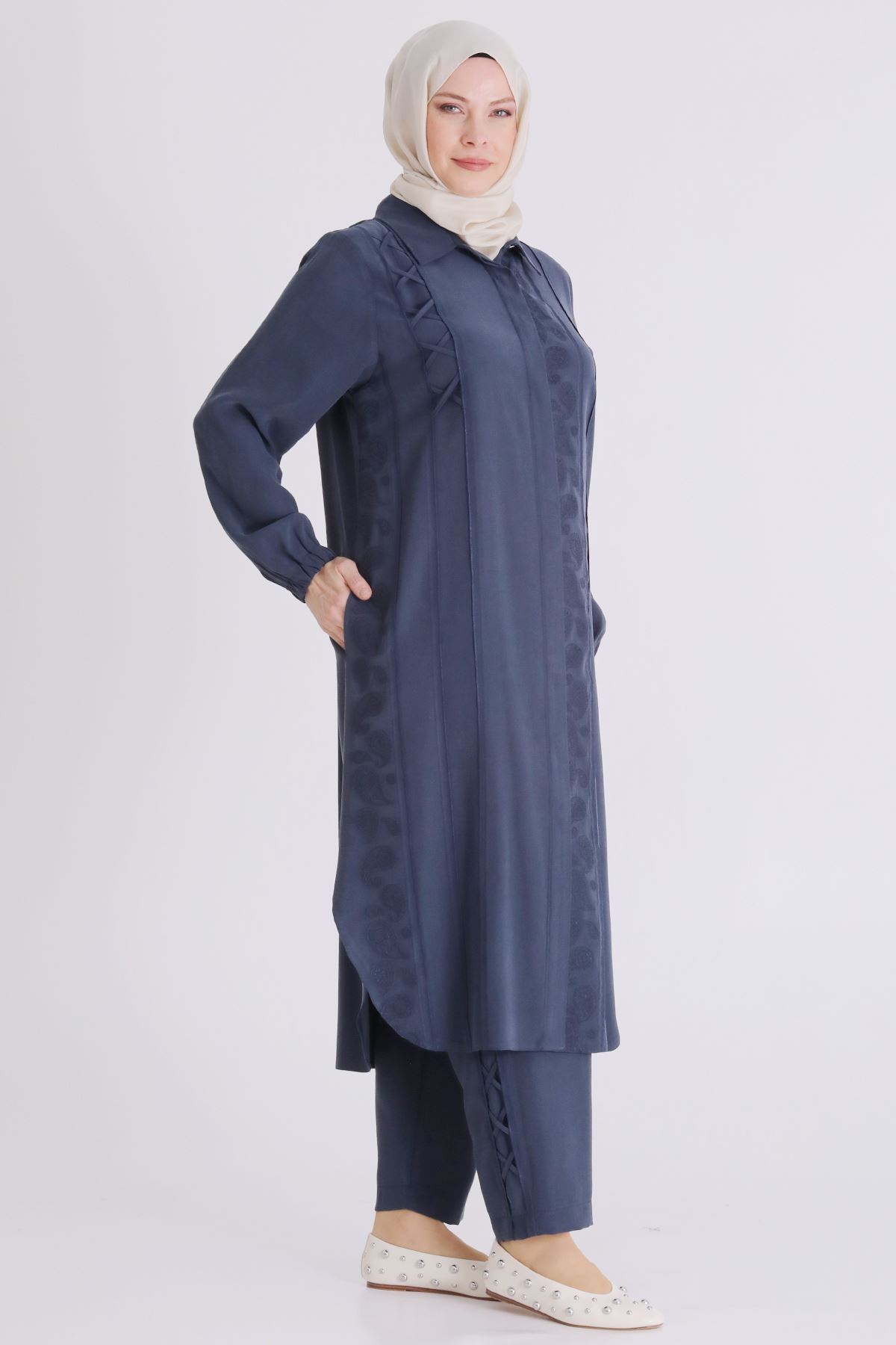 Behrem Nakışlı Takım-  LYN04390 Lacivert