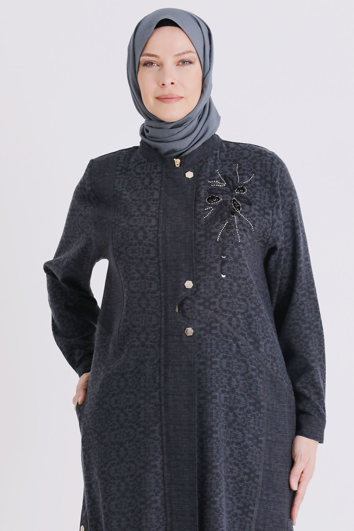 Behrem Leopar Baskılı Kap- LYN04458 Siyah