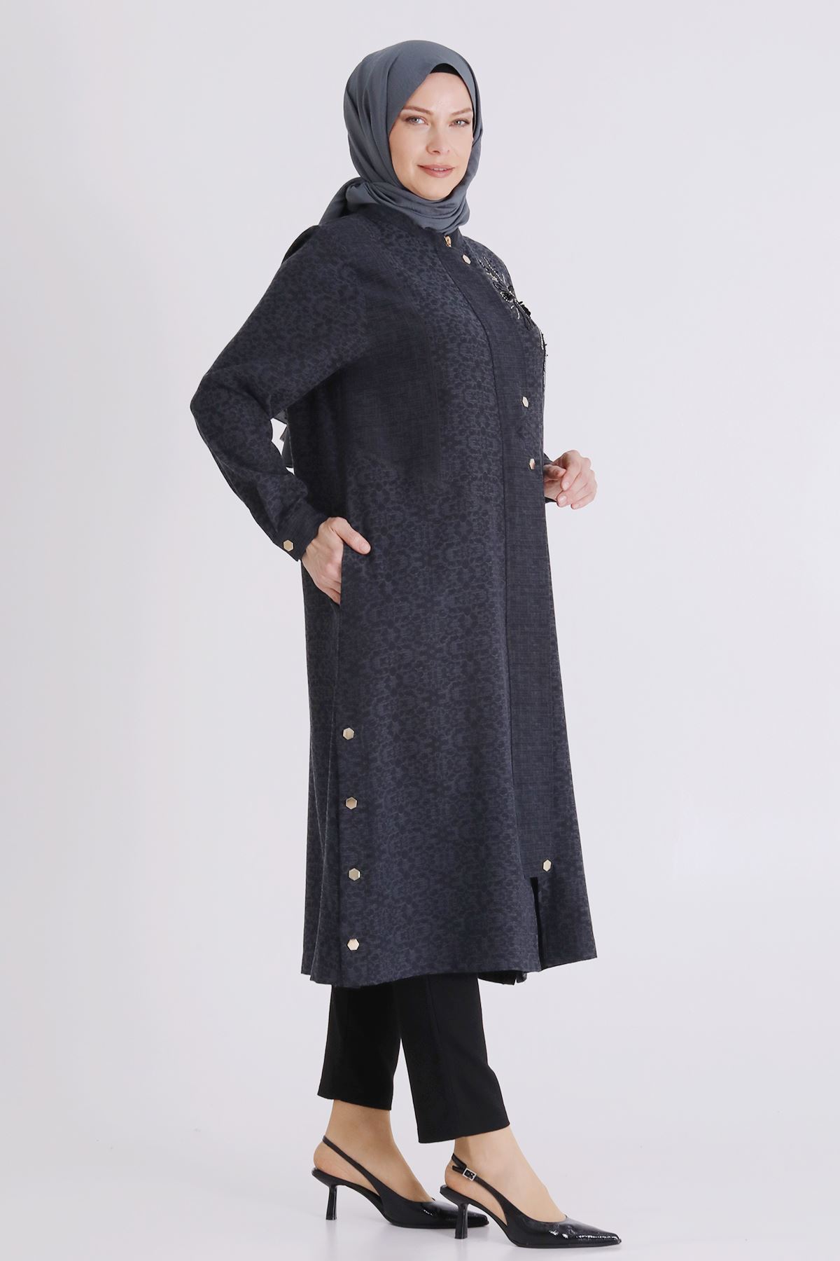 Behrem Leopar Baskılı Kap- LYN04458 Siyah