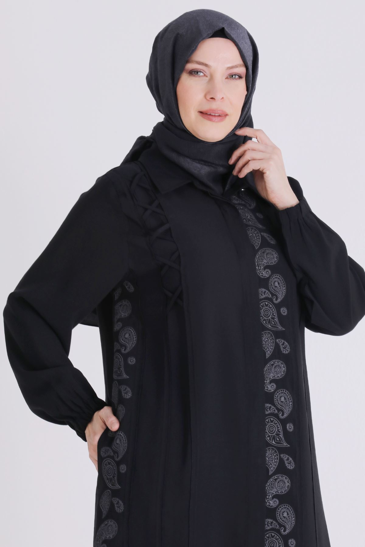 Behrem Nakışlı Takım-  LYN04390 Siyah