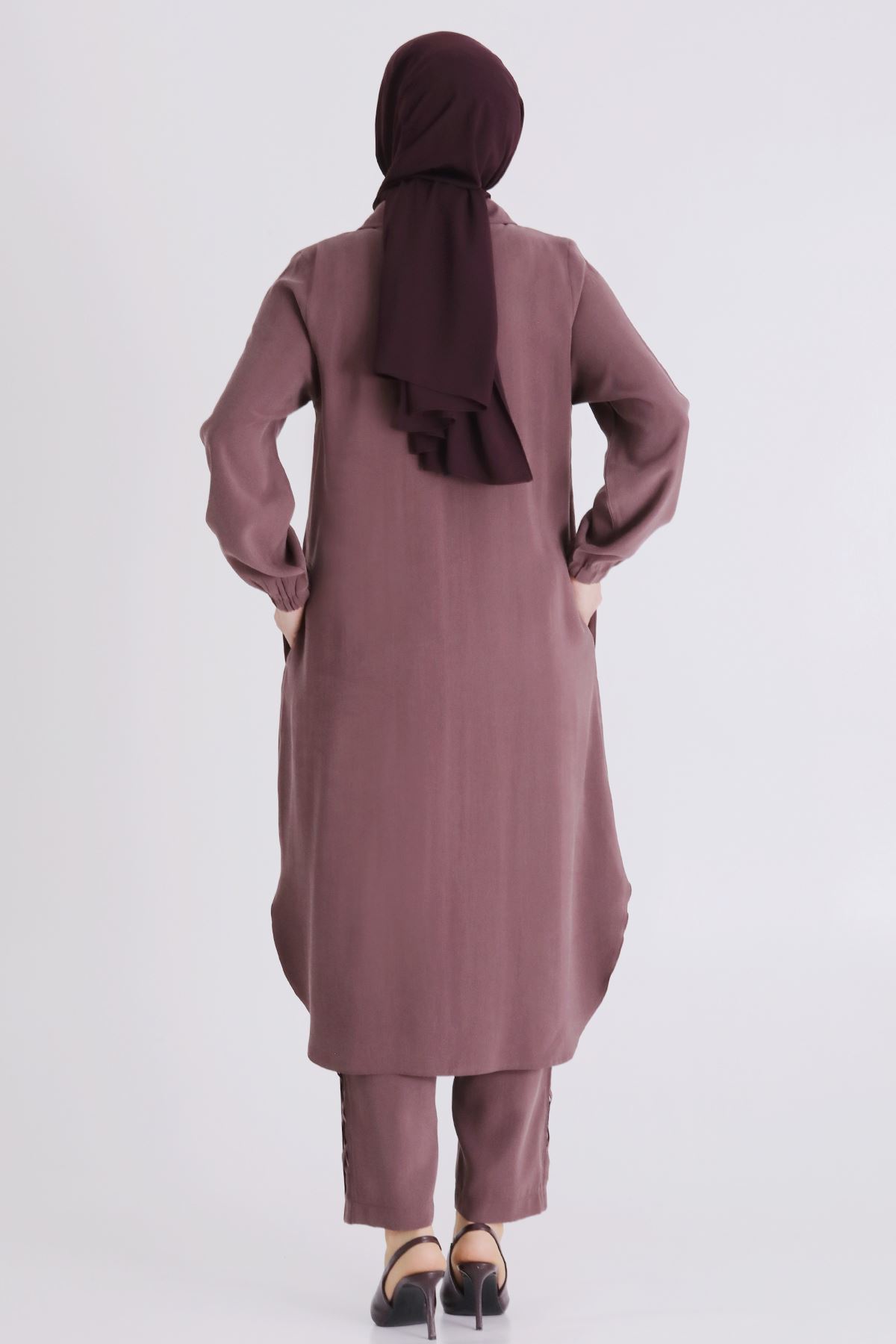 Behrem Nakışlı Takım-  LYN04390 Gül Kurusu