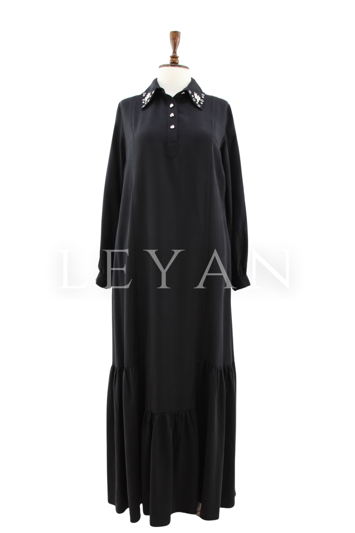 Orhan Store Taş Detaylı  Elbise- LYN04460 Siyah