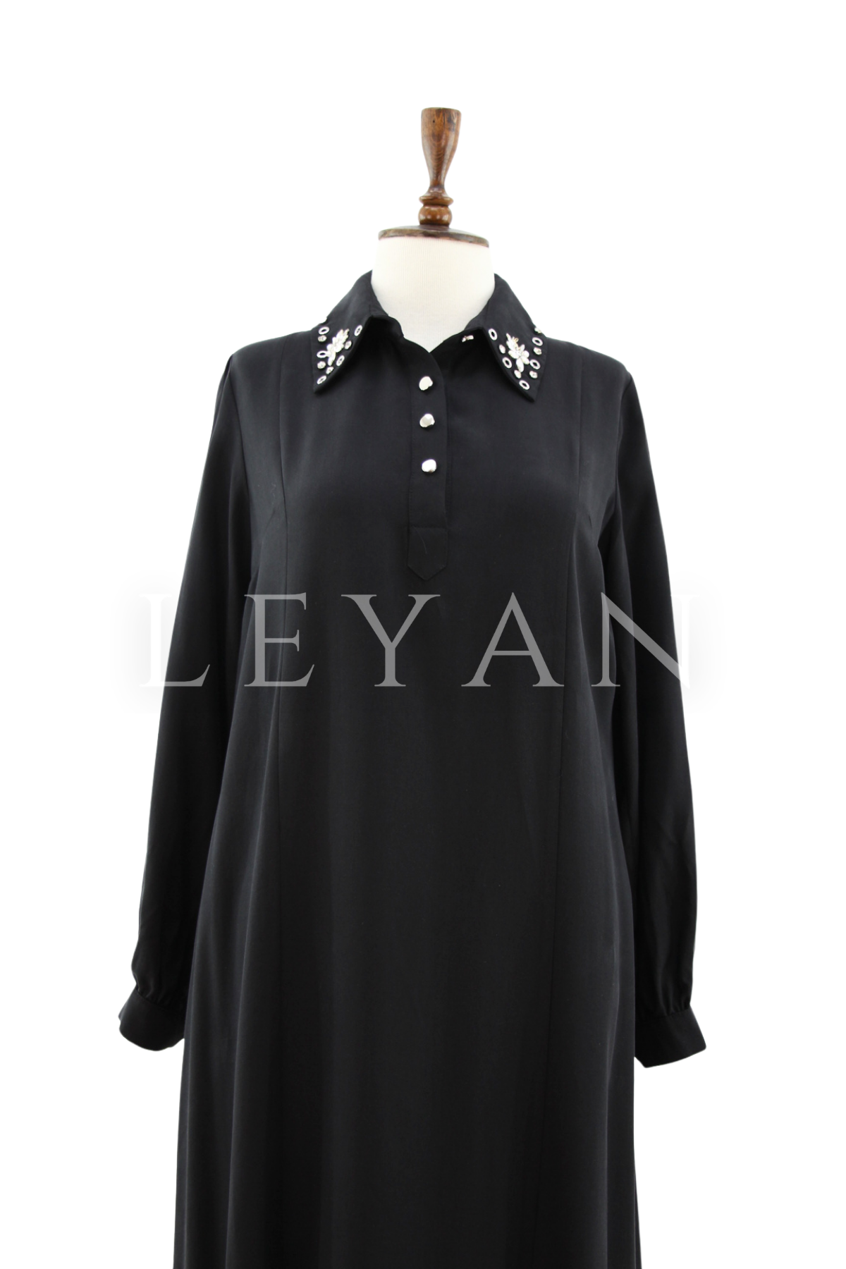 Orhan Store Taş Detaylı  Elbise- LYN04460 Siyah