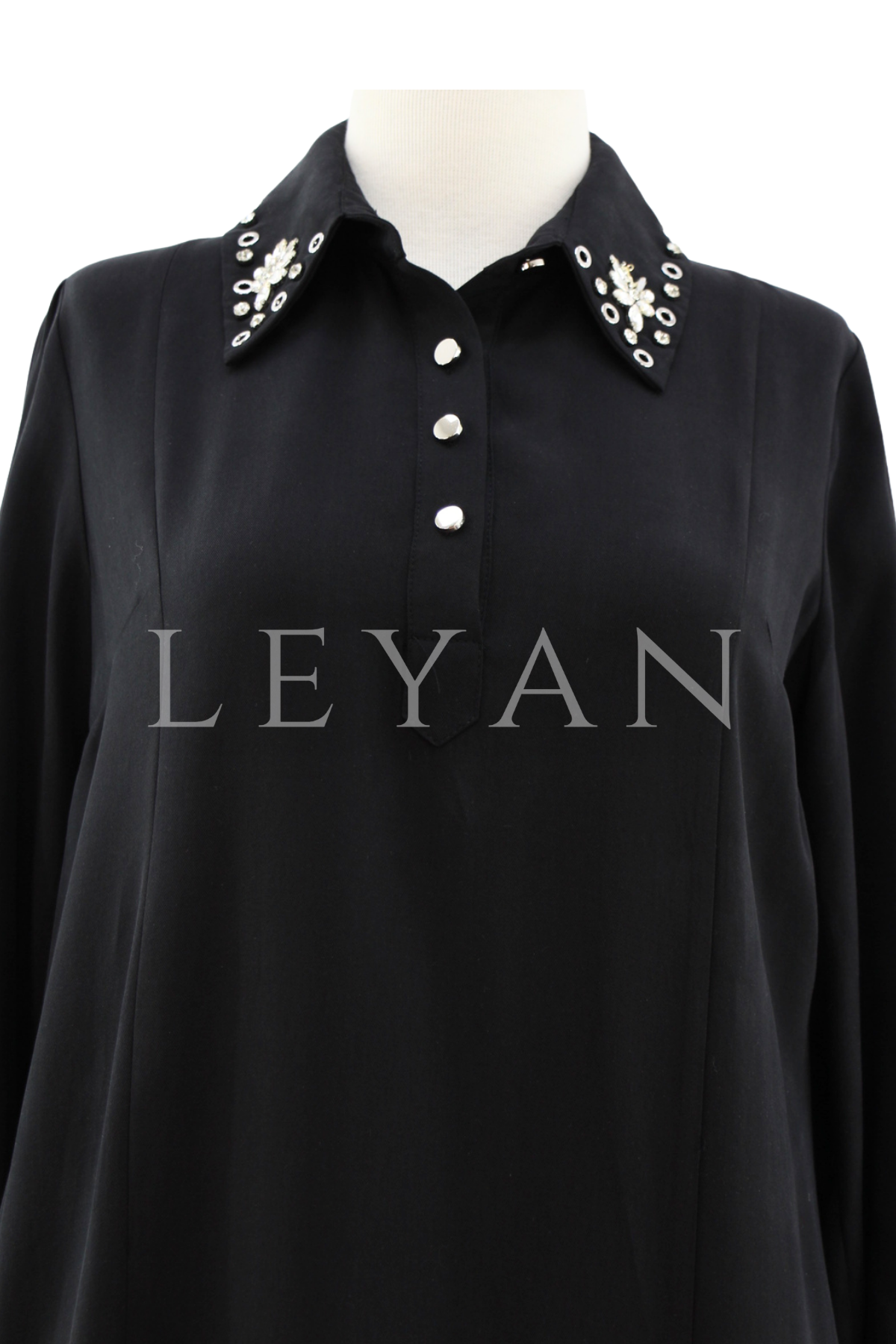 Orhan Store Taş Detaylı  Elbise- LYN04460 Siyah