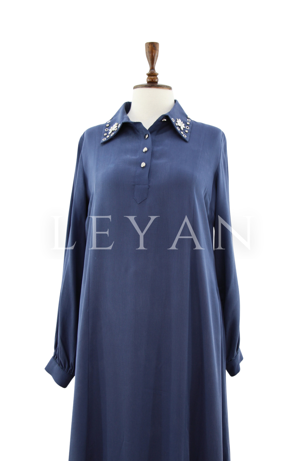 Orhan Store Taş Detaylı  Elbise- LYN04460 Lacivert