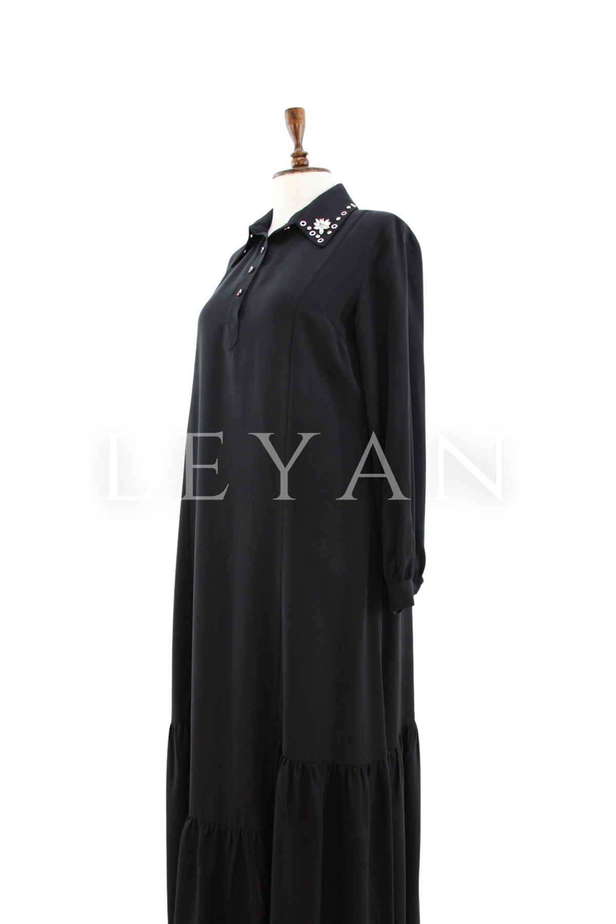 Orhan Store Taş Detaylı  Elbise- LYN04460 Siyah