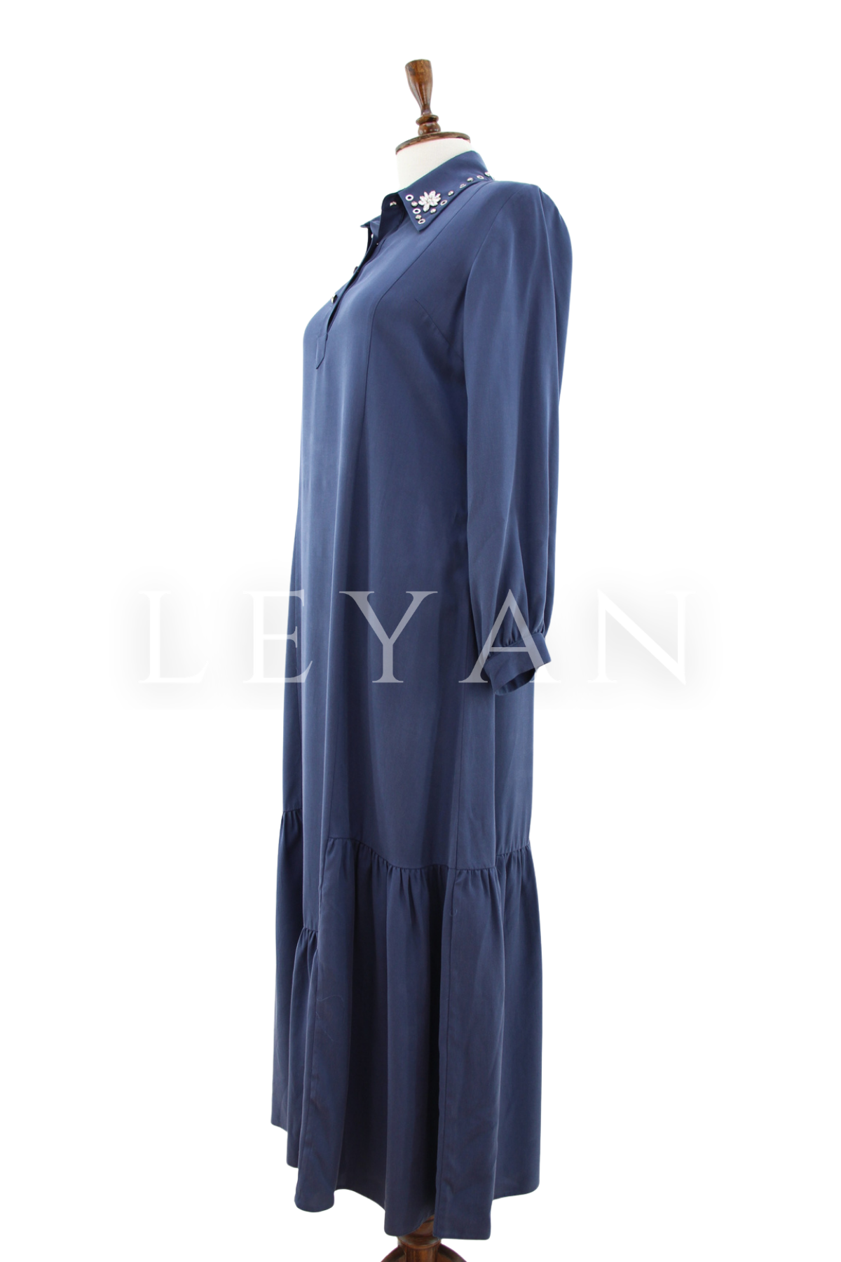 Orhan Store Taş Detaylı  Elbise- LYN04460 Lacivert