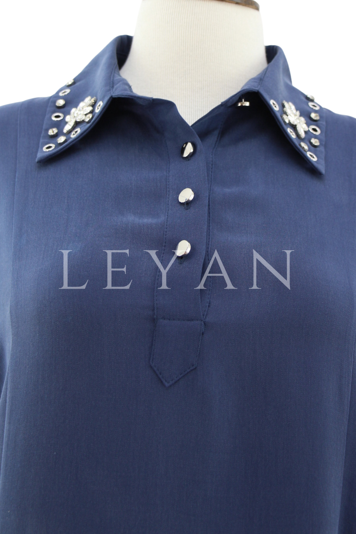 Orhan Store Taş Detaylı  Elbise- LYN04460 Lacivert