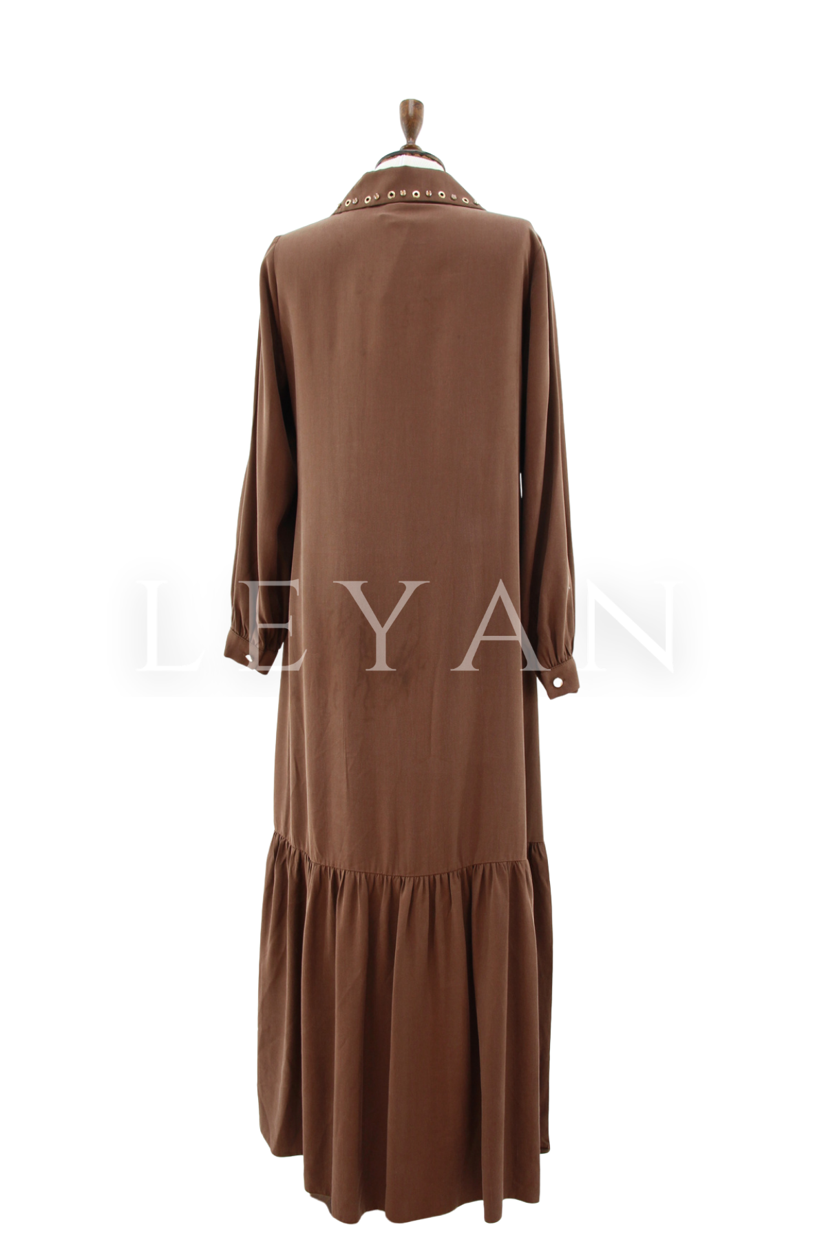 Orhan Store Taş Detaylı  Elbise- LYN04460 Kahve