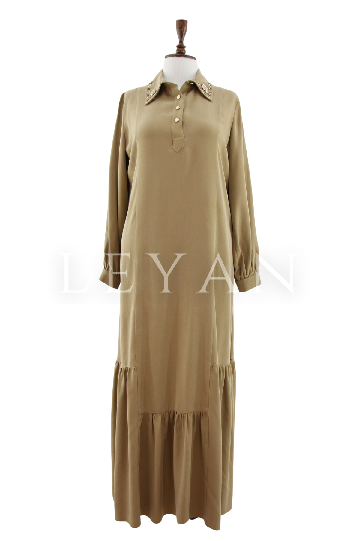 Orhan Store Taş Detaylı  Elbise- LYN04460 Olive