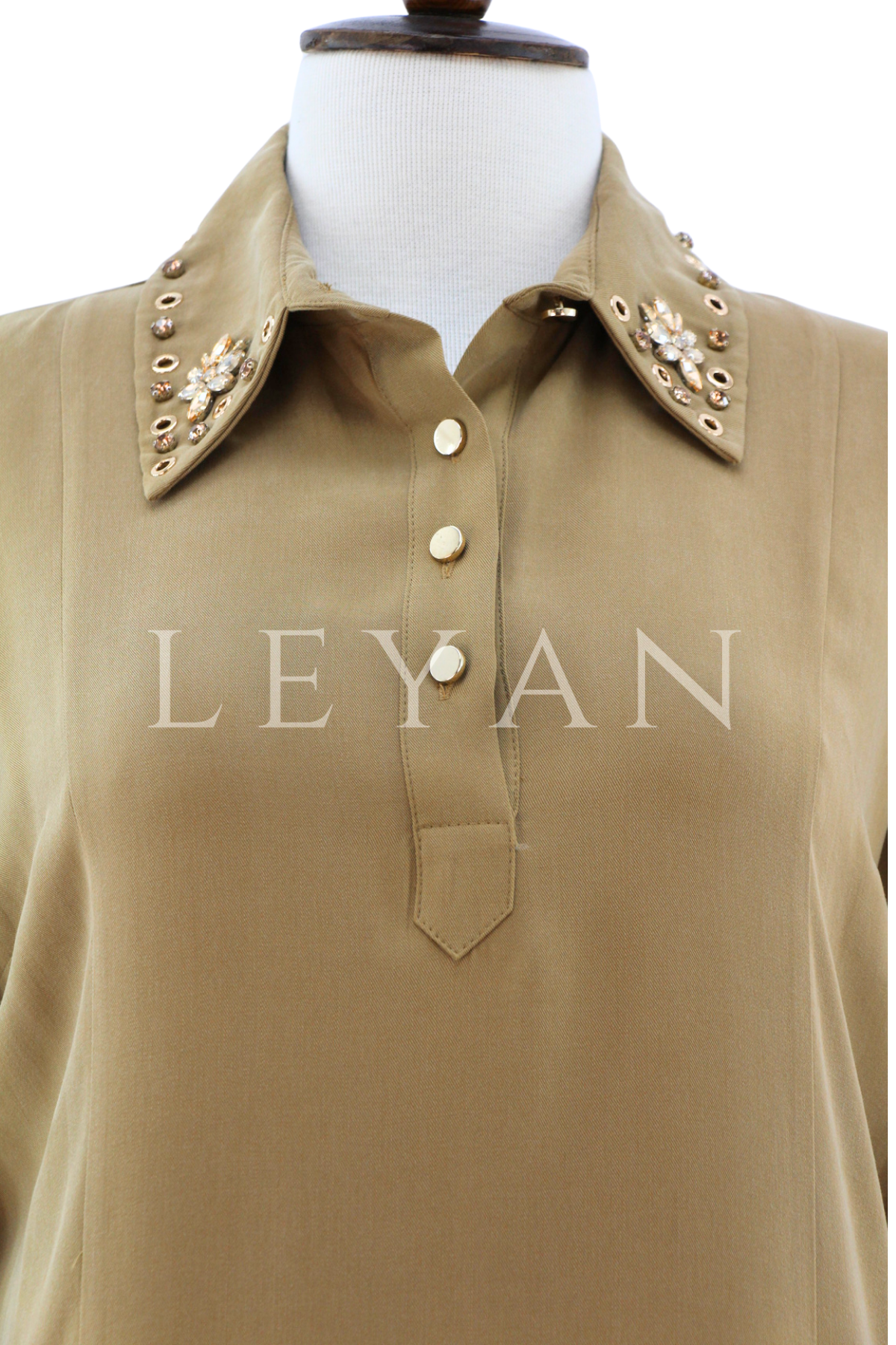 Orhan Store Taş Detaylı  Elbise- LYN04460 Olive