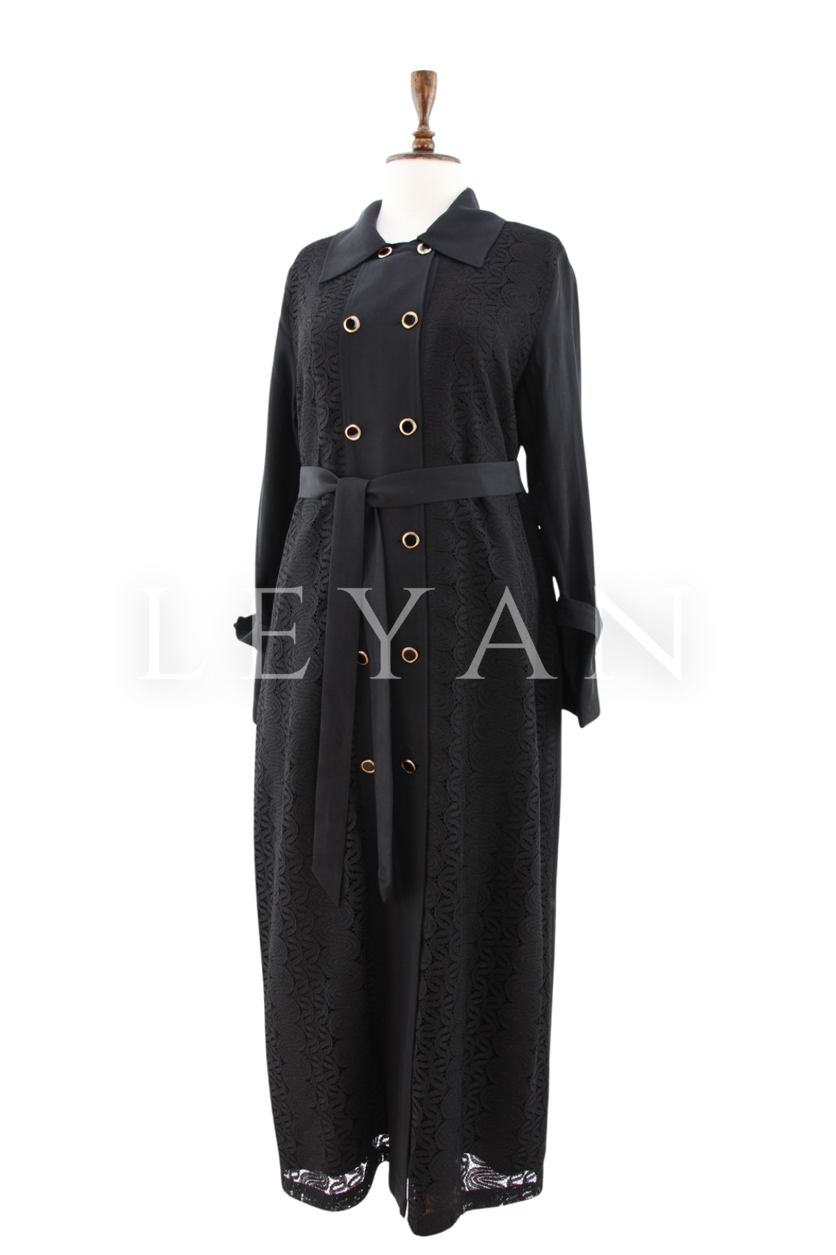 Orhan Store Güpürlü Düğme Detaylı Kap- LYN04461 Siyah