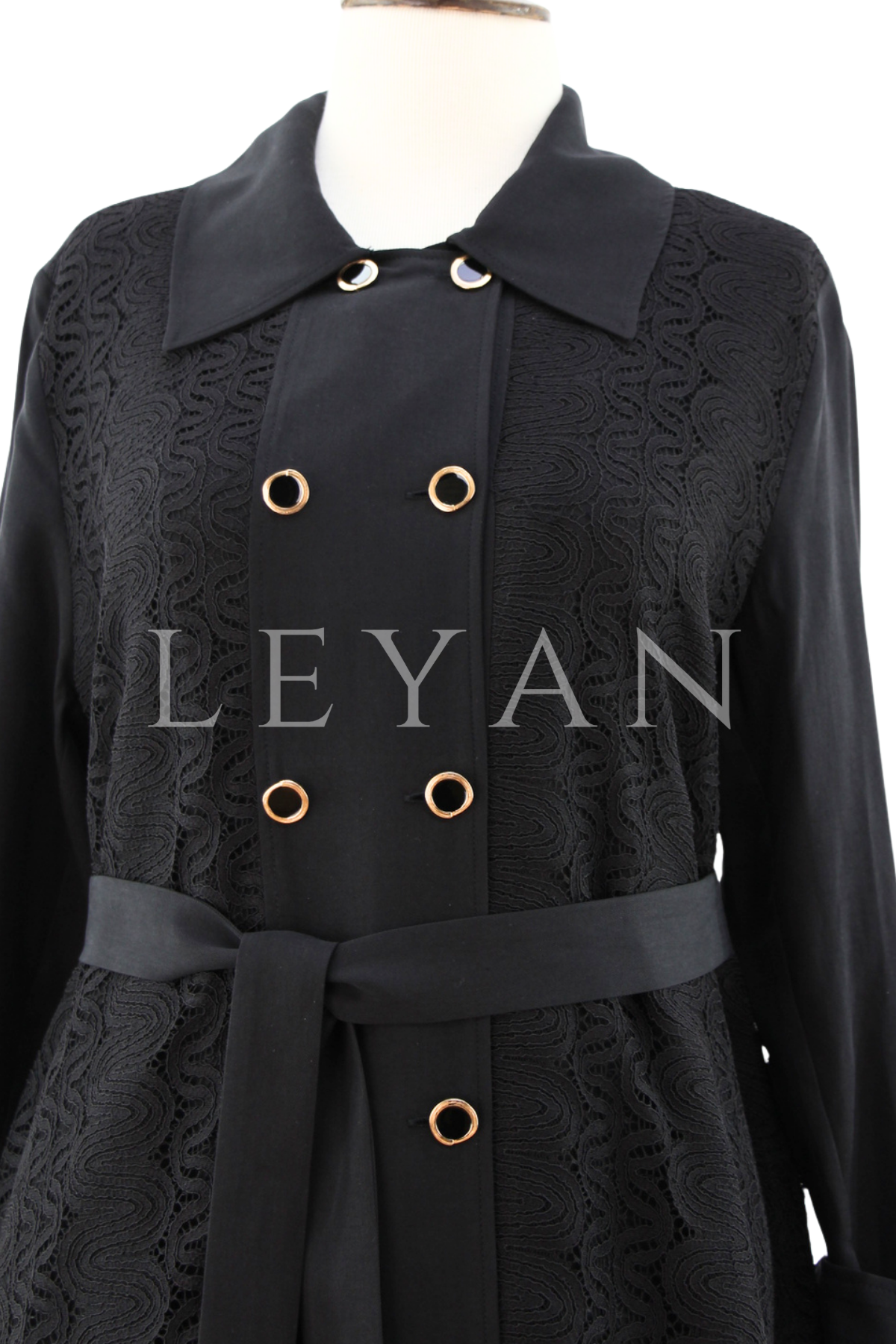 Orhan Store Güpürlü Düğme Detaylı Kap- LYN04461 Siyah