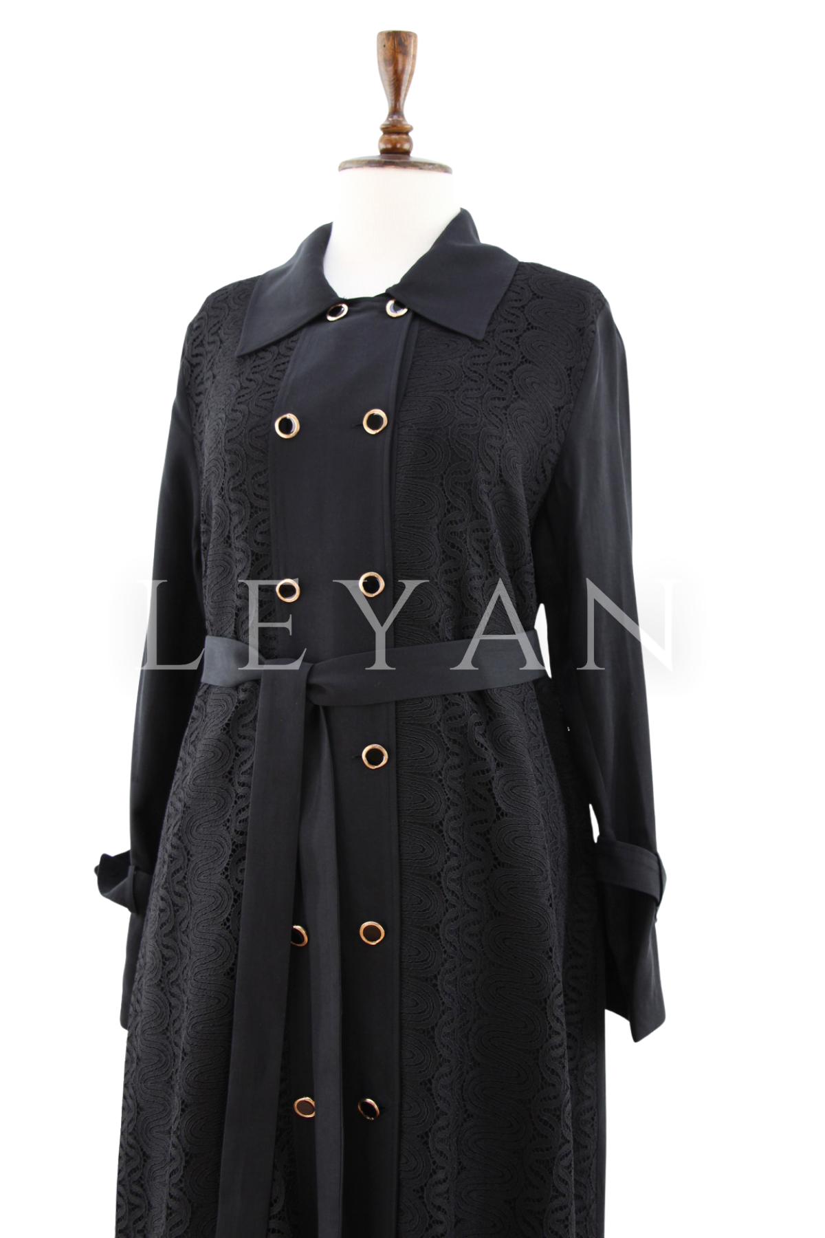 Orhan Store Güpürlü Düğme Detaylı Kap- LYN04461 Siyah