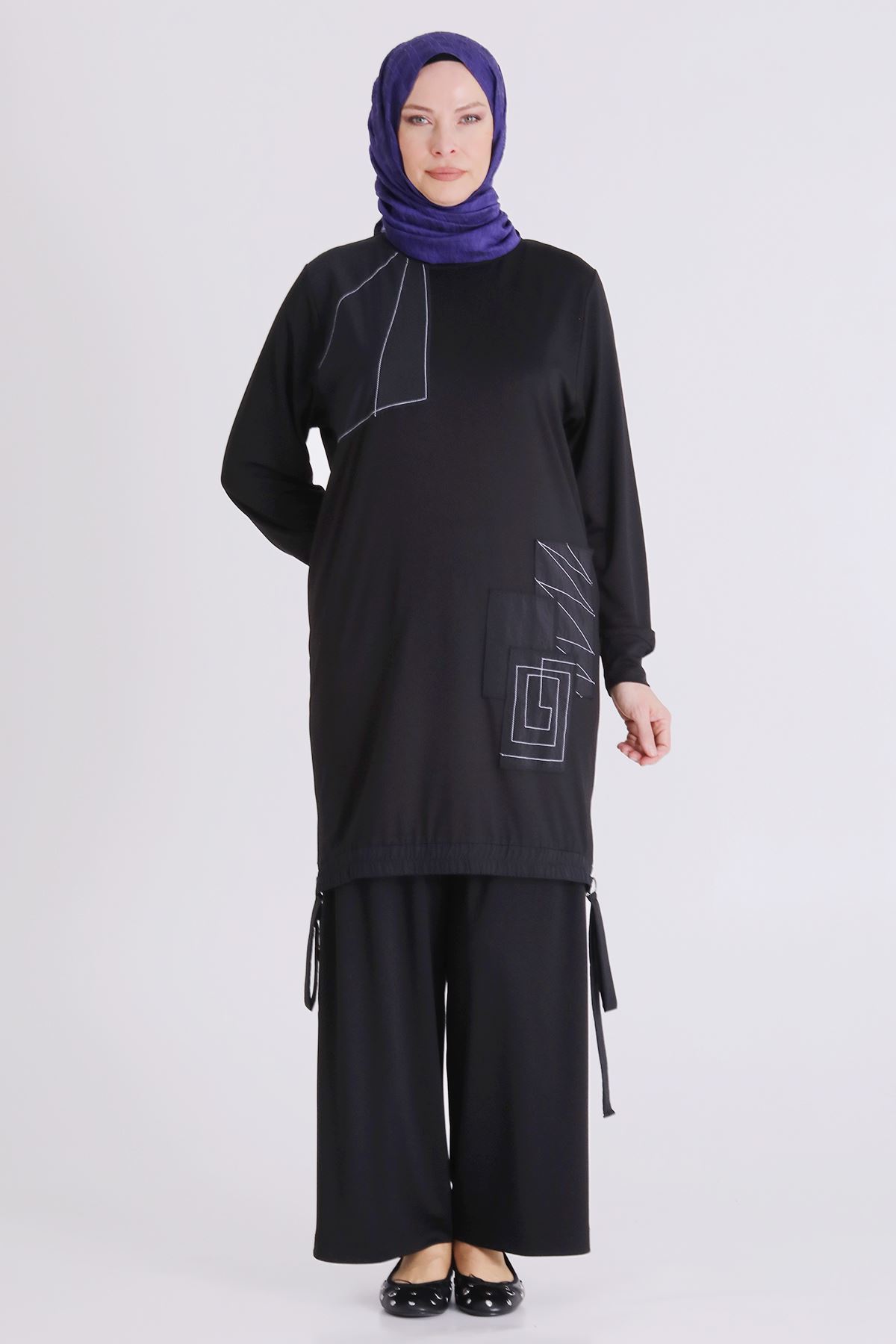 Behrem Dikiş Detaylı Takım- LYN04465 Siyah