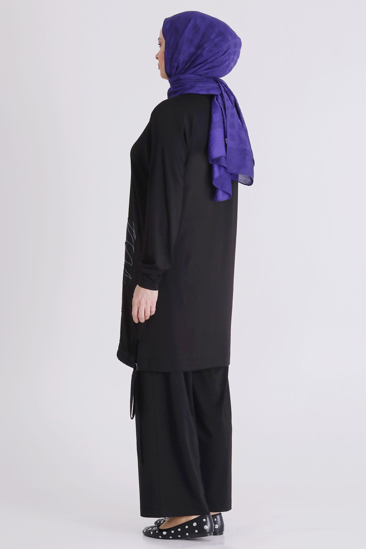 Behrem Dikiş Detaylı Takım- LYN04465 Siyah