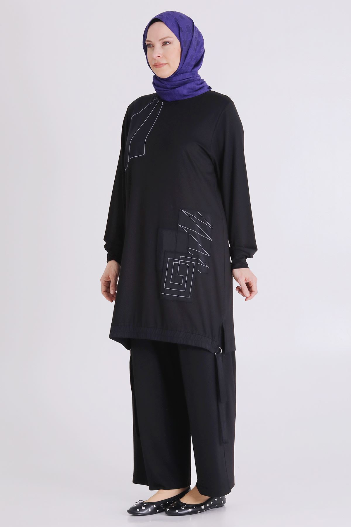 Behrem Dikiş Detaylı Takım- LYN04465 Siyah