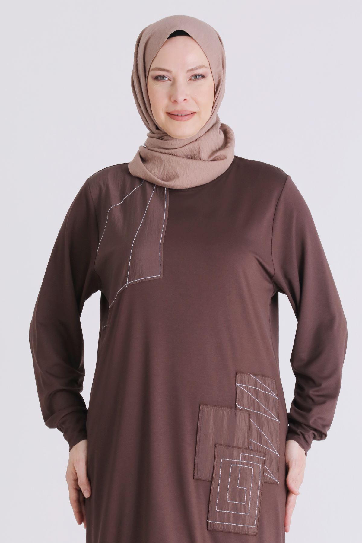 Behrem Dikiş Detaylı Takım- LYN04465 Kahve