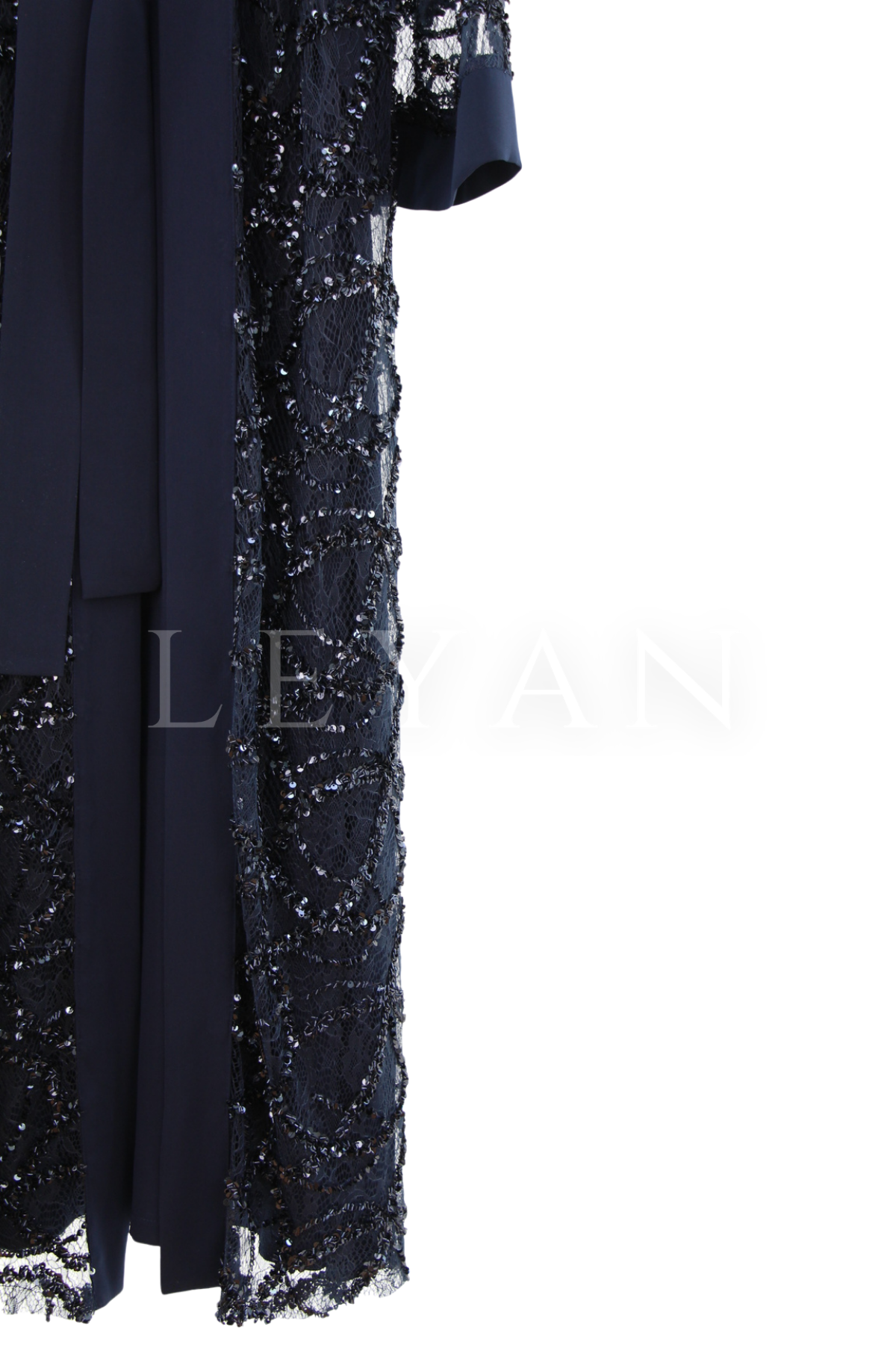 Orhan Store İşlemeli Abaya Takım- LYN04469 Lacivert