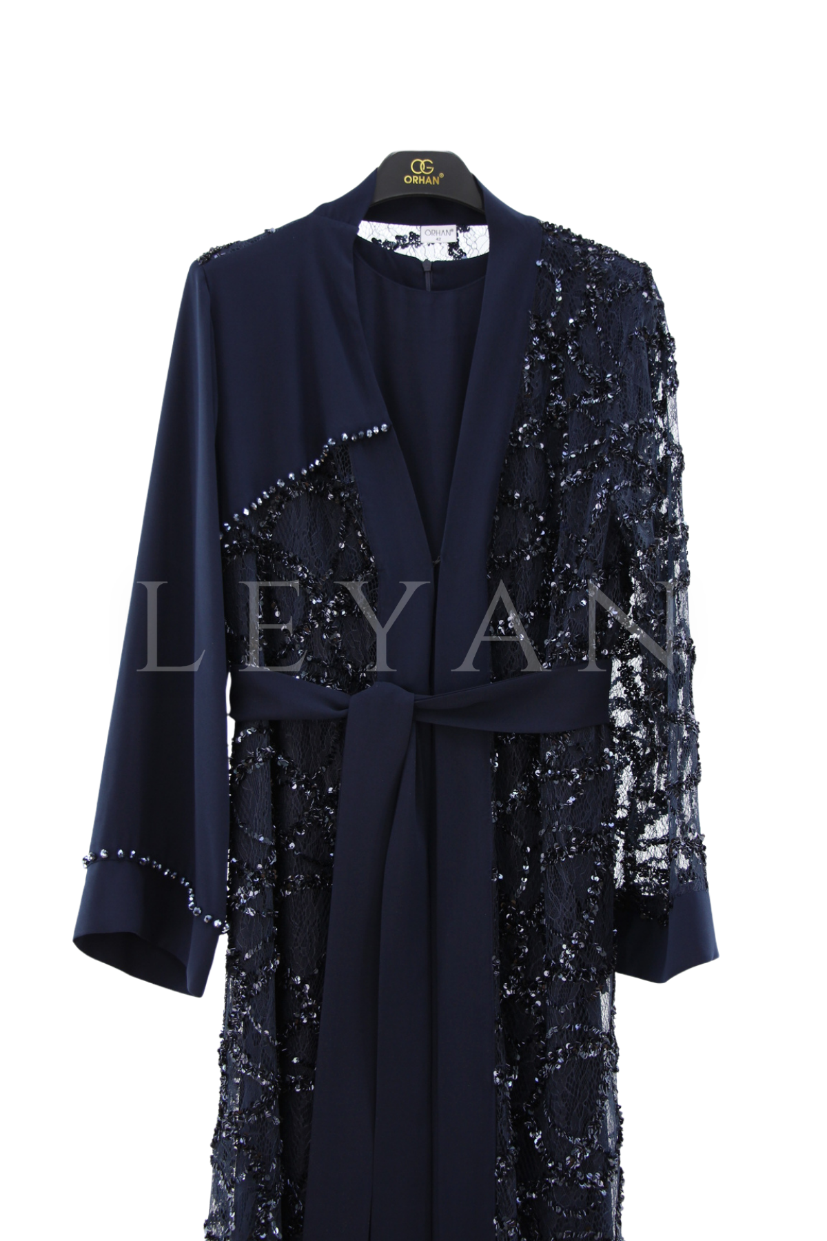 Orhan Store İşlemeli Abaya Takım- LYN04469 Lacivert
