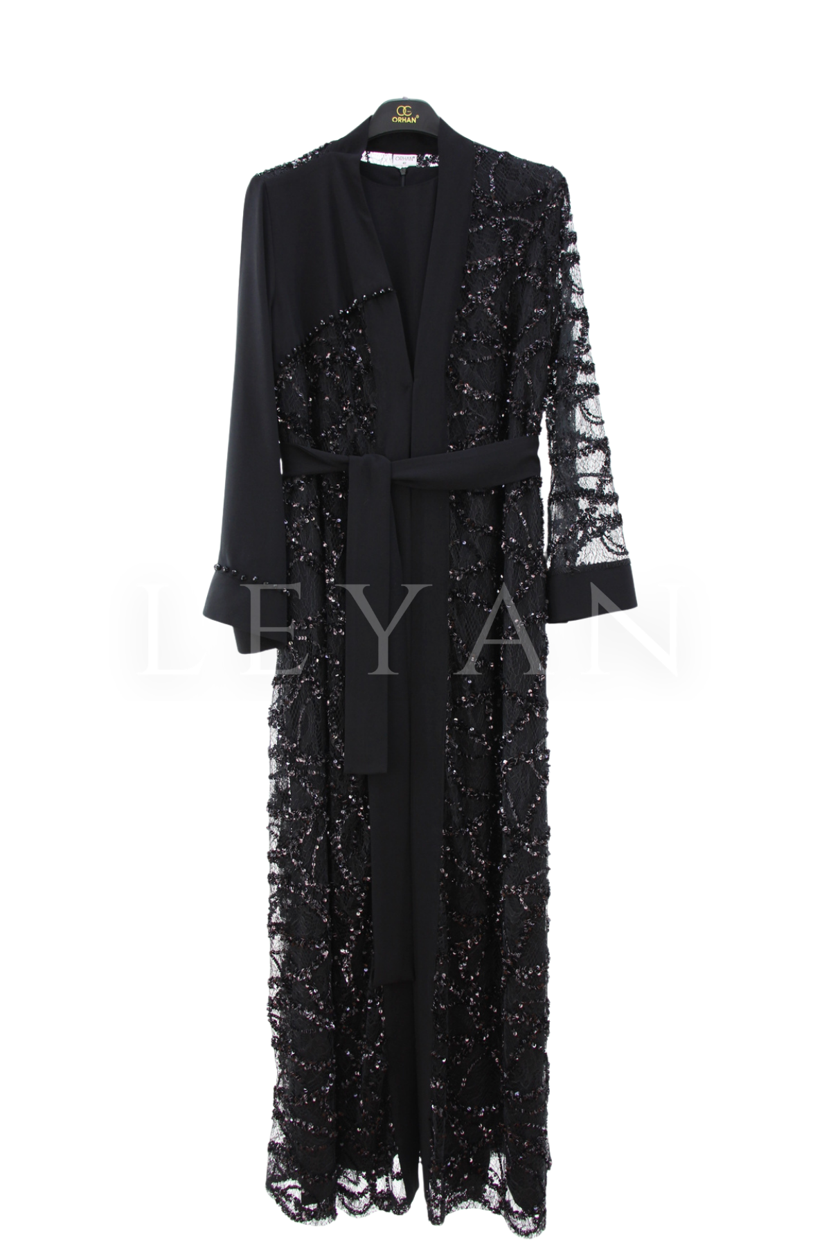 Orhan Store İşlemeli Abaya Takım- LYN04469 Siyah